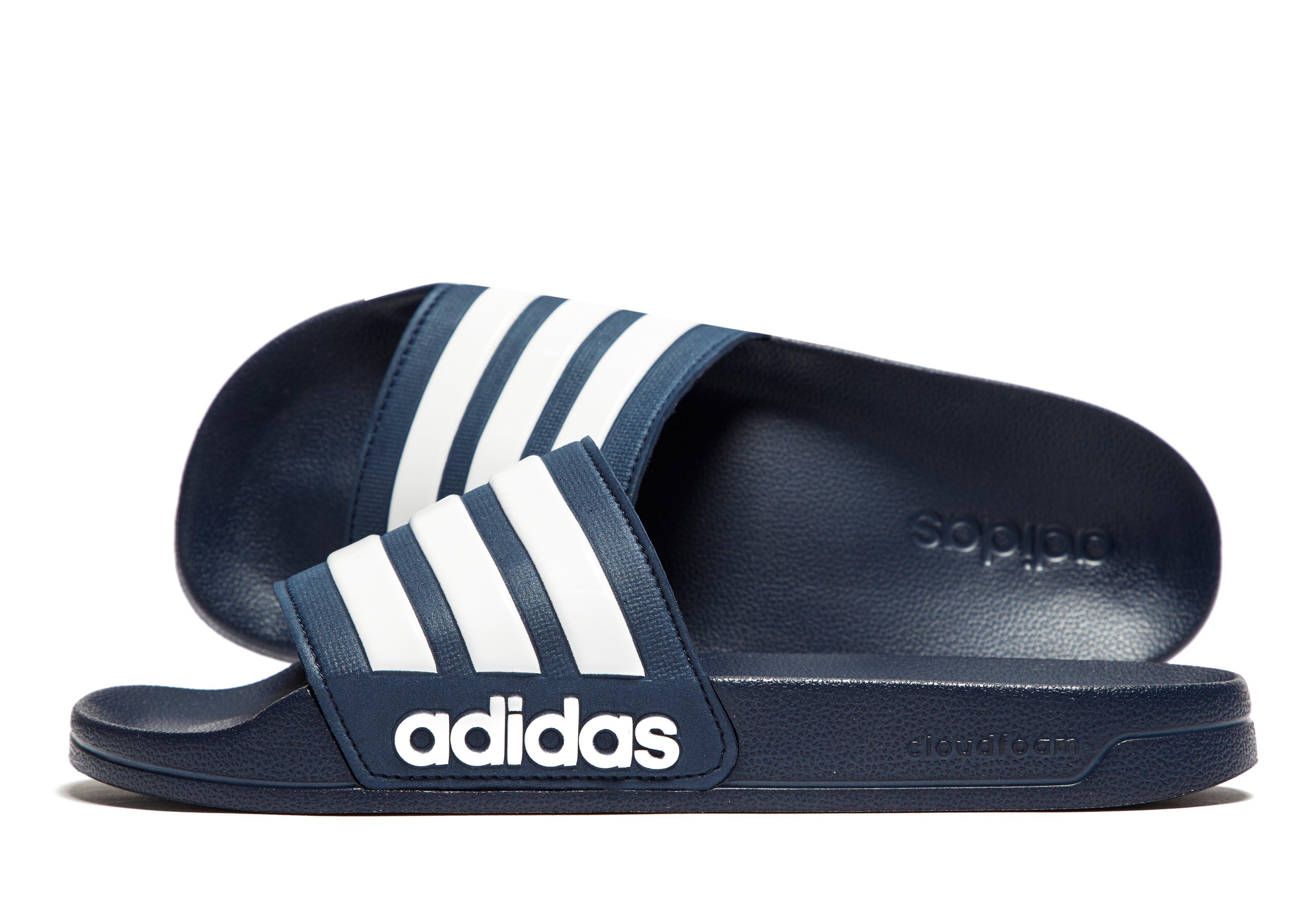 adidas Synthetic Cloudfoam Adilette Slides in Navy/White (Blue) for Men ...