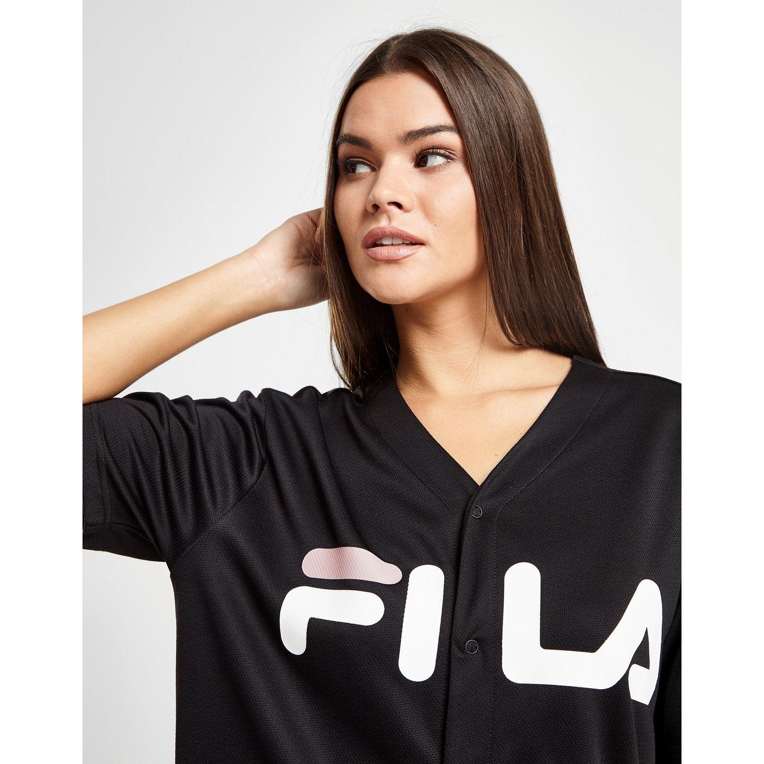 Fila Cotton Mesh Baseball T-shirt in Black/White/Pink (Black) - Lyst
