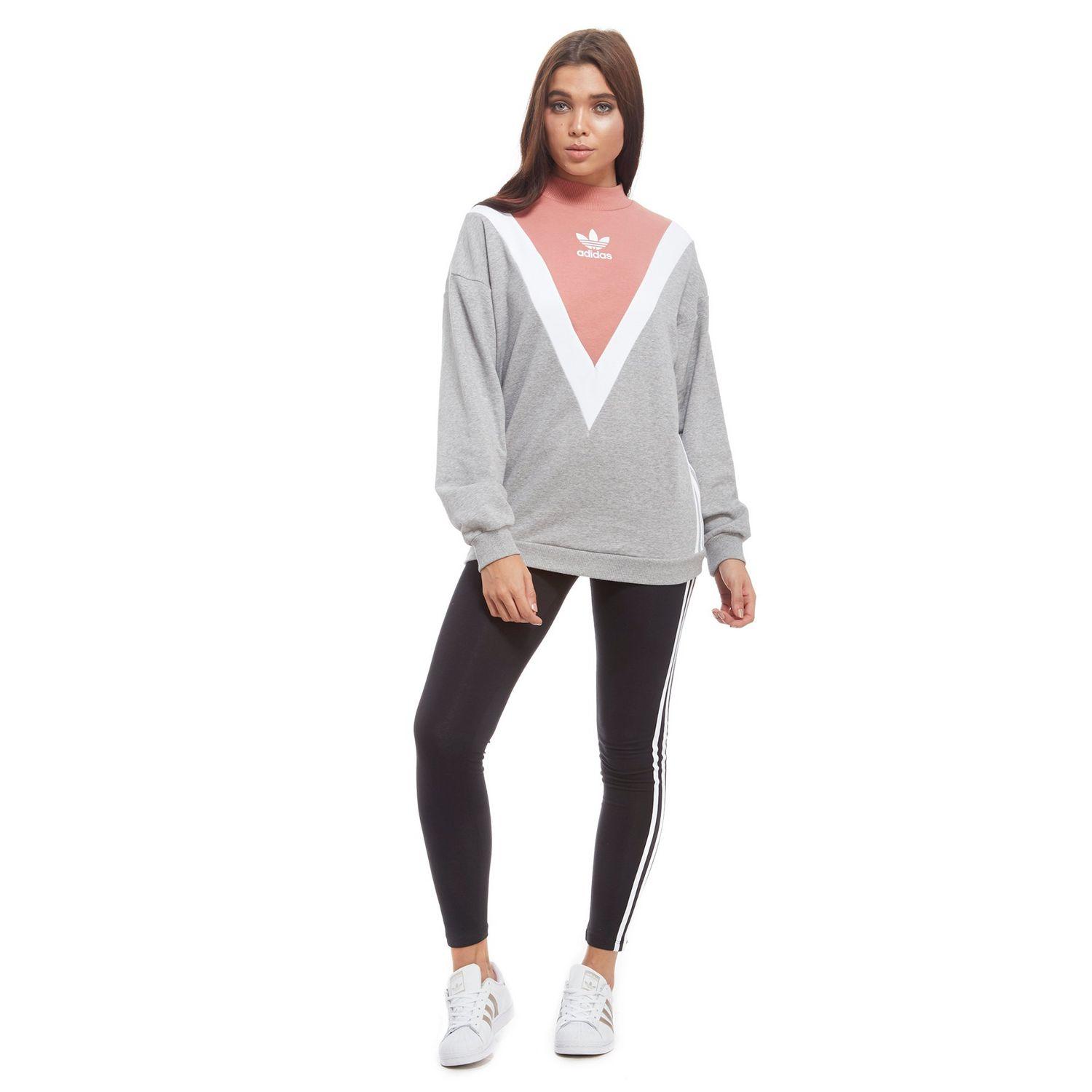 adidas Originals Chevron Sweatshirt in Grey/White/Pink (Grey) Lyst