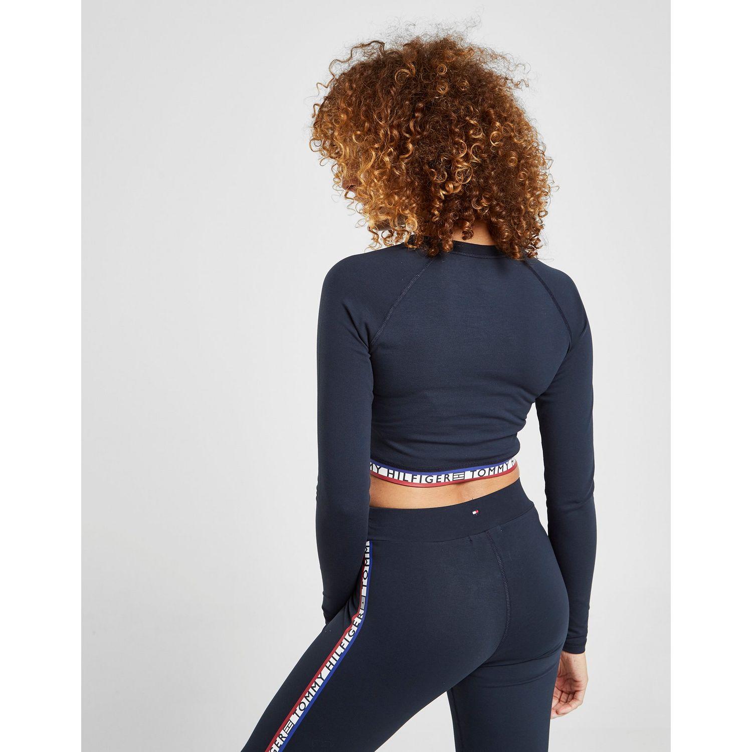 tommy hilfiger logo long sleeve crop top