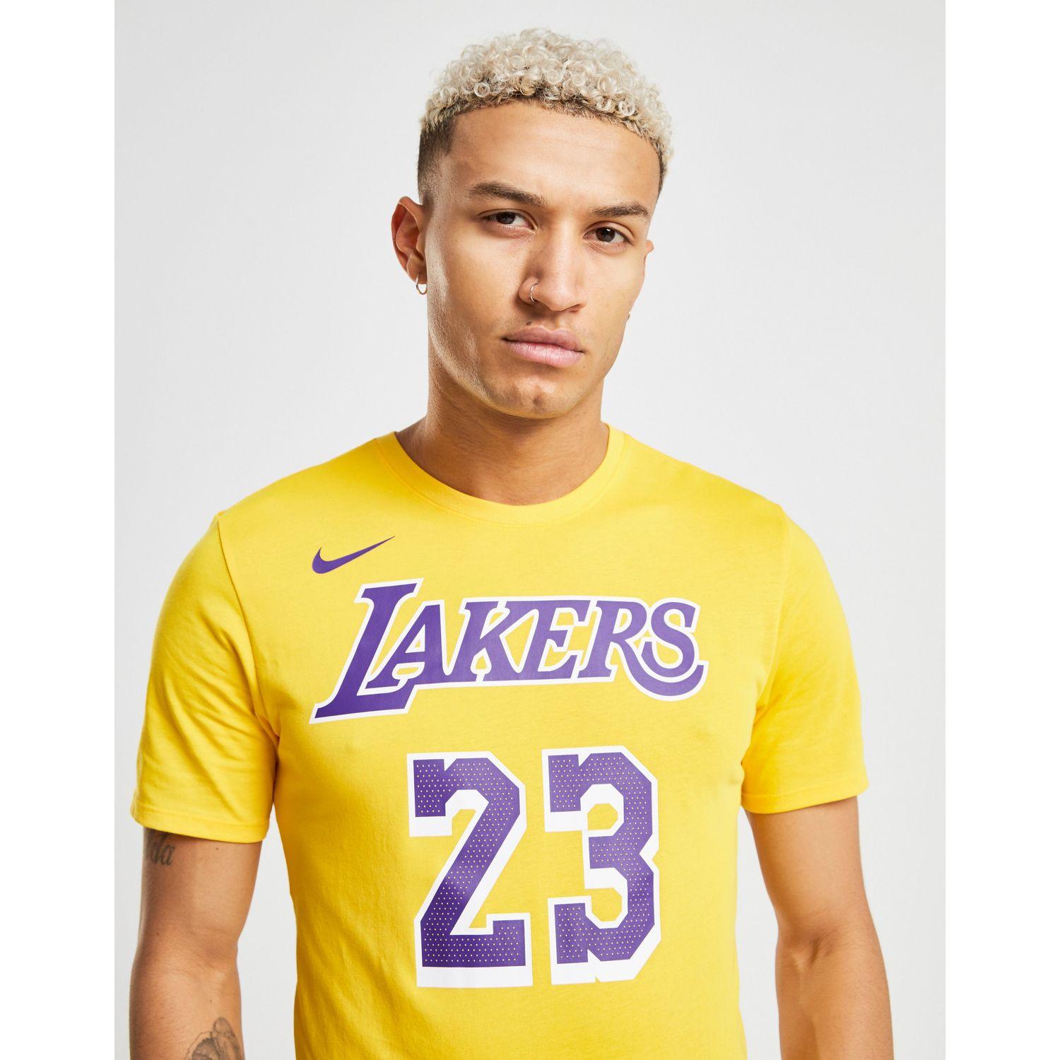 Nike Cotton Nba Los Angeles Lakers Lebron James #23 T-shirt in Yellow ...
