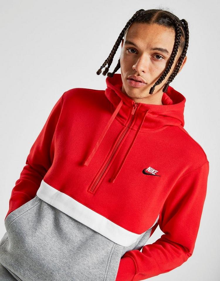 Nike Cotton Foundation 1/2 Zip Hoodie in Red/Grey/White (Red) for Men - Lyst