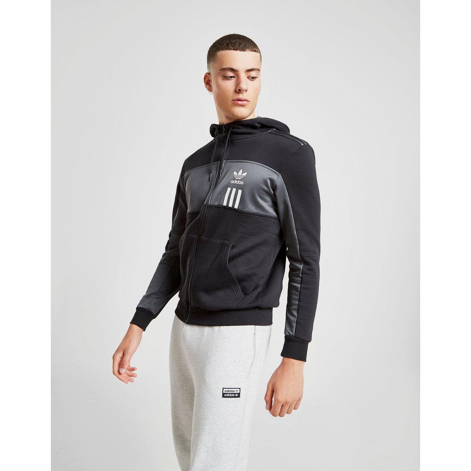 mens black and white adidas hoodie