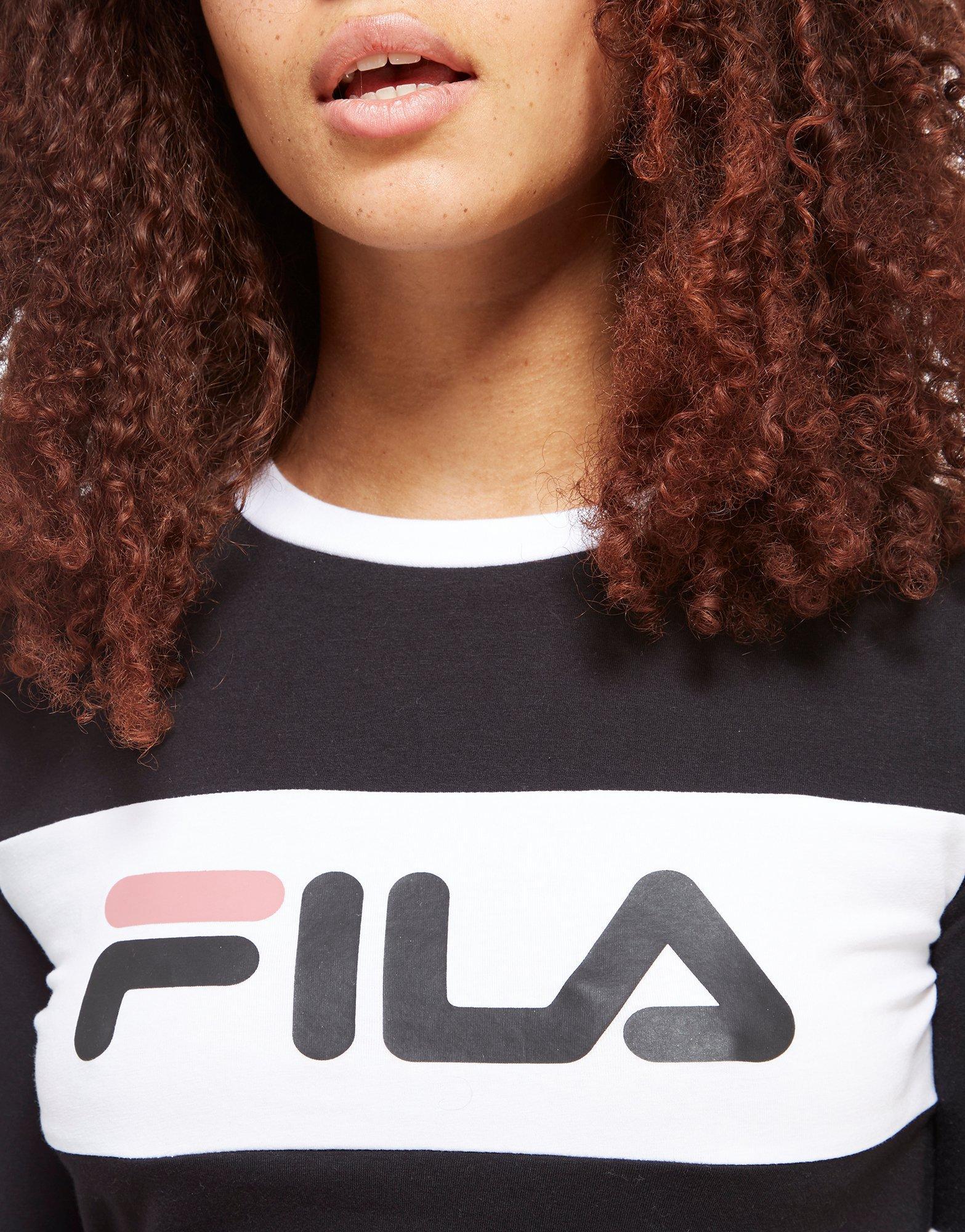 Fila Cotton Paige Panel Crop T-shirt in Black/White (Black) - Lyst