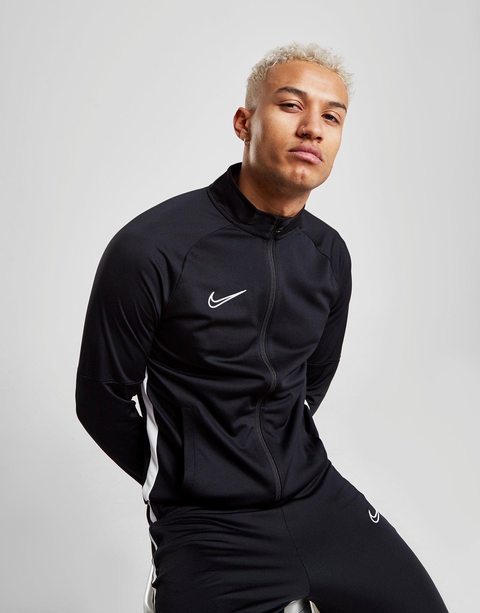 Download Nike Synthetic Academy Poly Tracksuit in Black/White ...