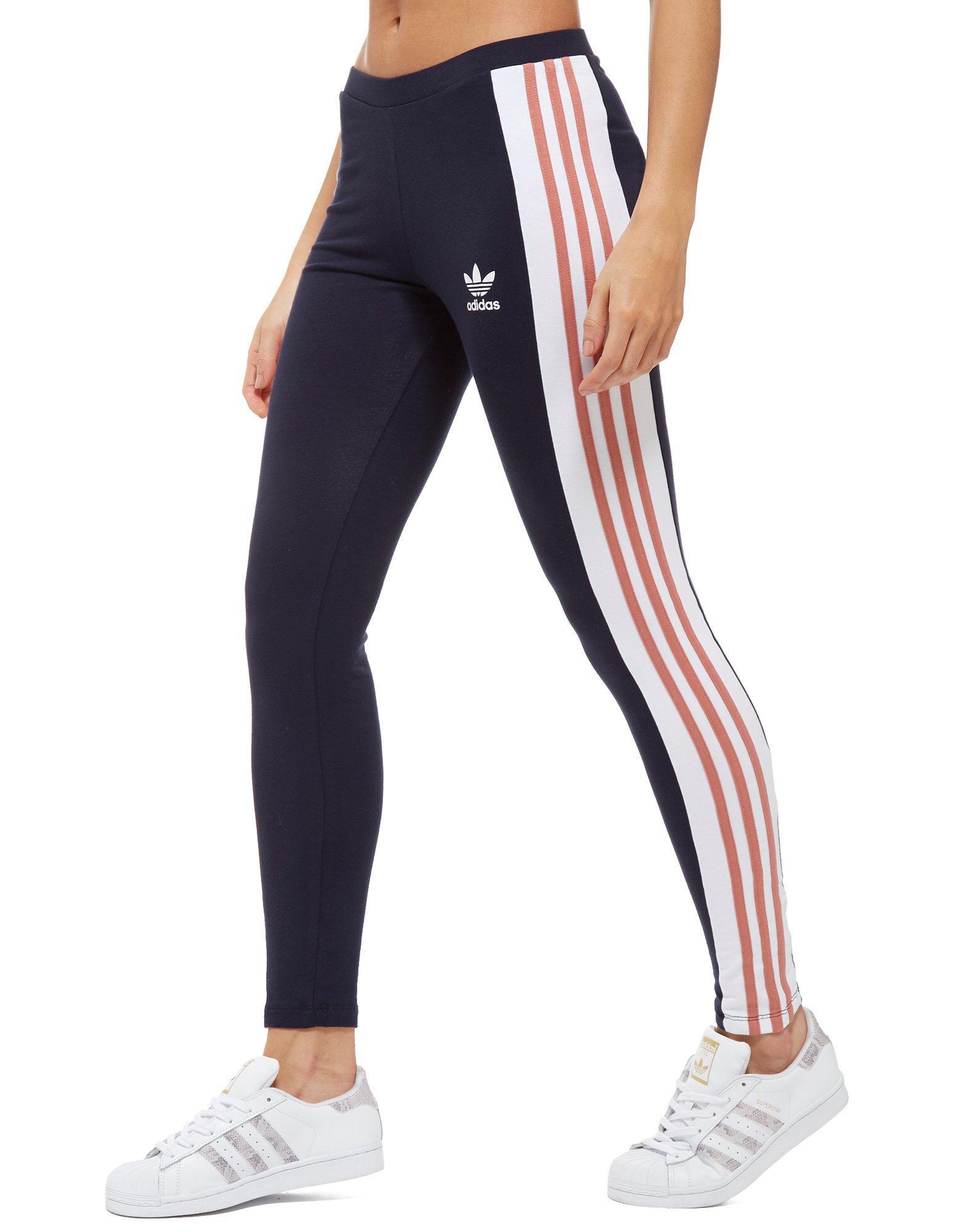 adidas Originals Cotton 3-stripes Panel Leggings in Navy/Pink (Blue) - Lyst