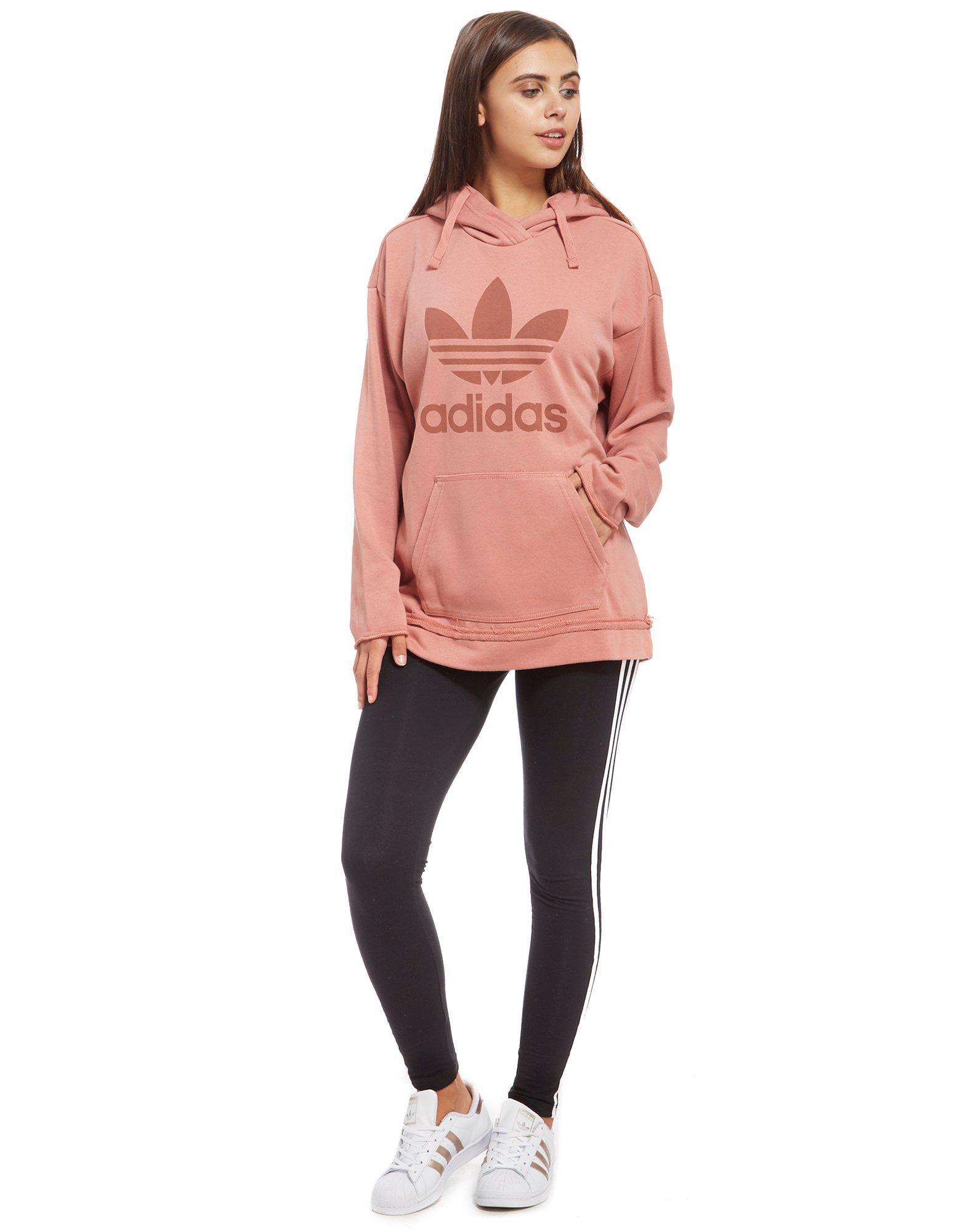 adidas trefoil hoodie women's pink