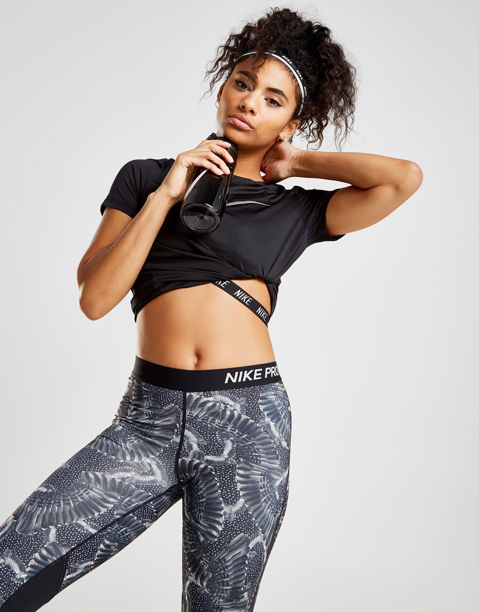 Nike Synthetic Pro Feather Print Training Leggings in Black/White (Black) -  Lyst