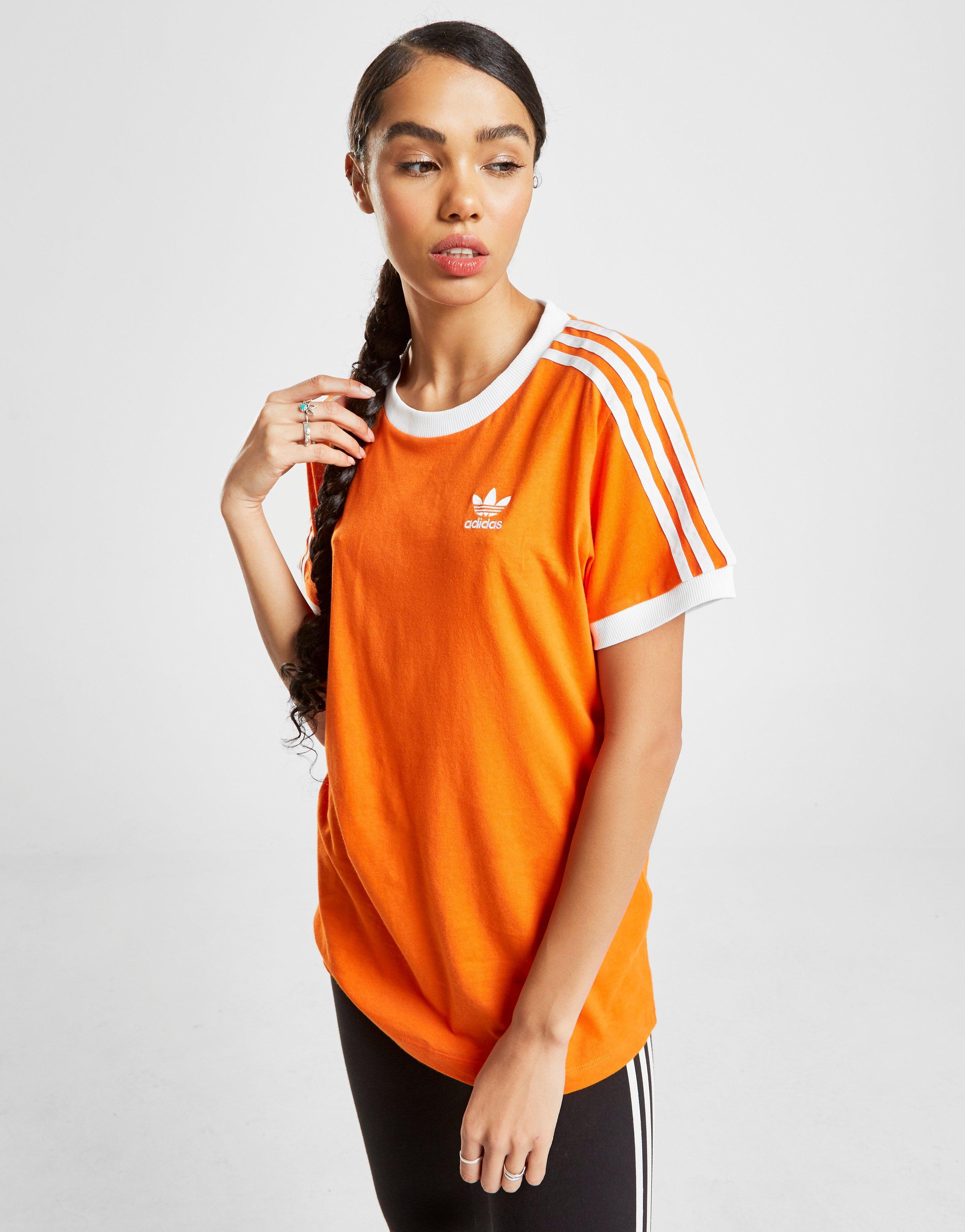 adidas 3 stripe t shirt orange