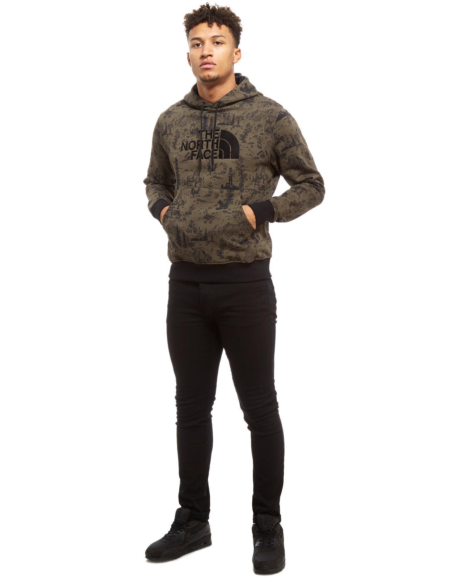 north face all over print hoodie