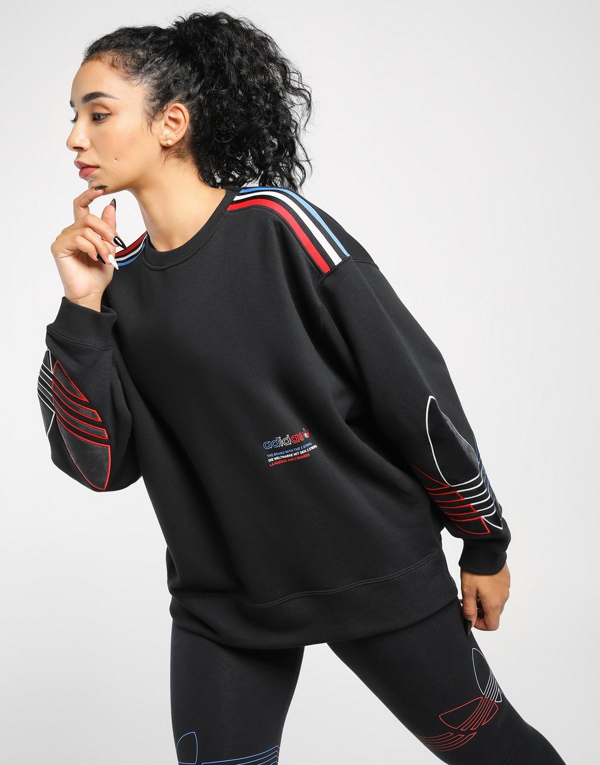 Adidas tricolor trefoil velvet sweatshirt hotsell