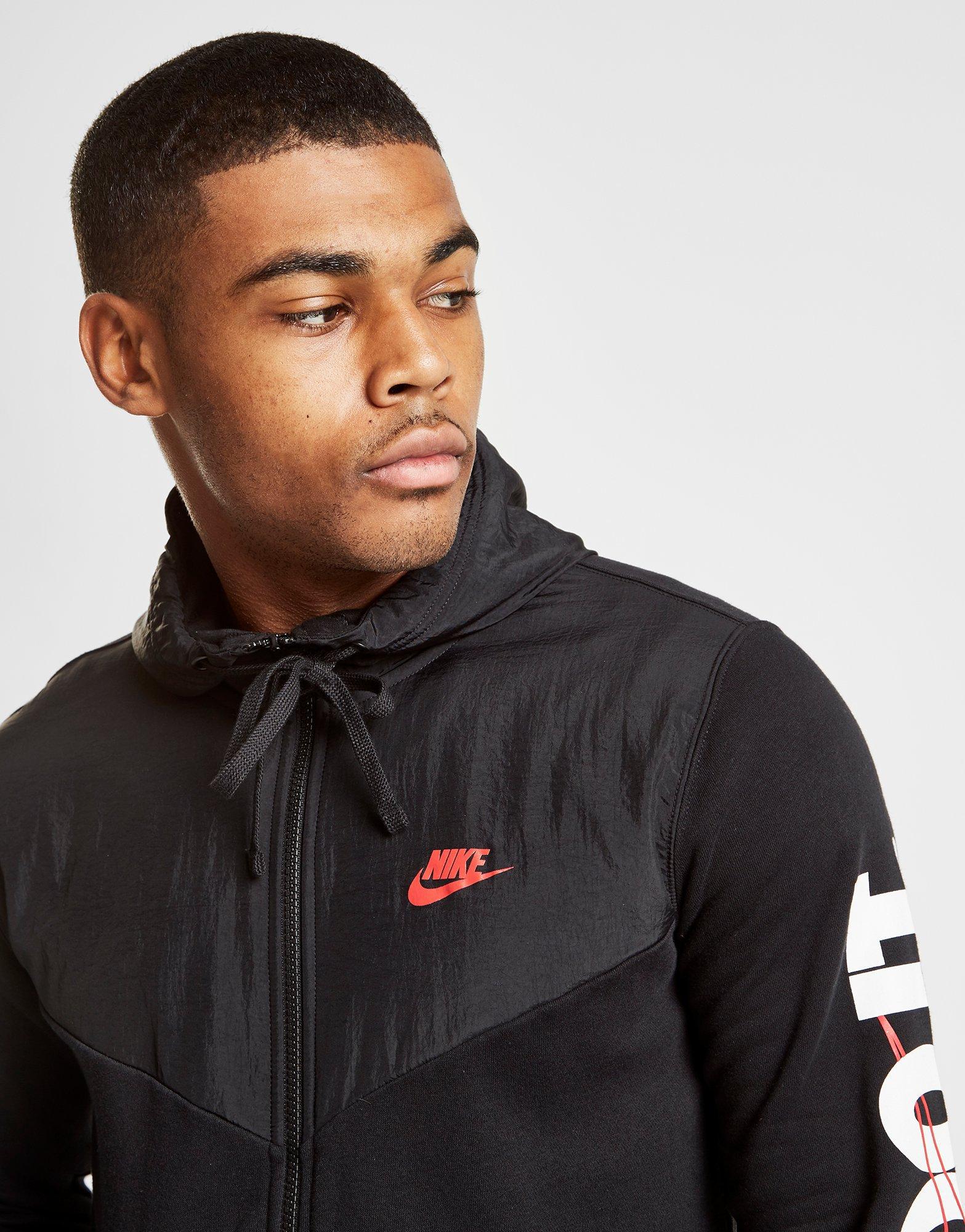 Nike Cotton Sportswear Just Do It Fleece Full-zip Hoodie in Black/White ...