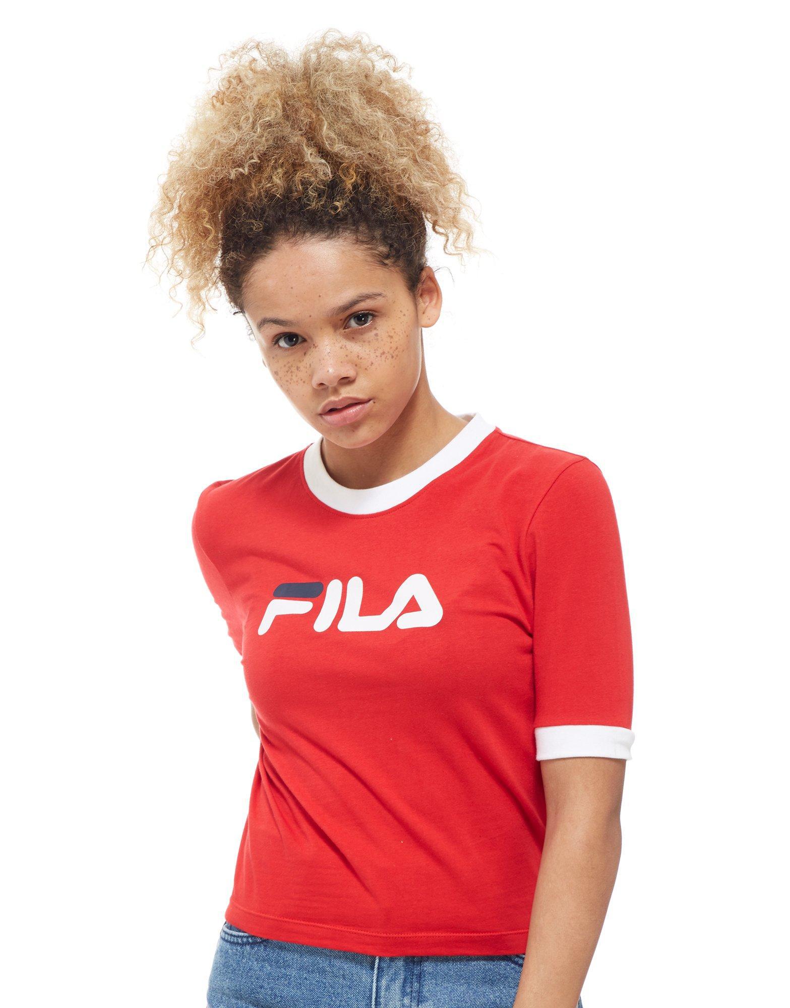 red and white fila shirt