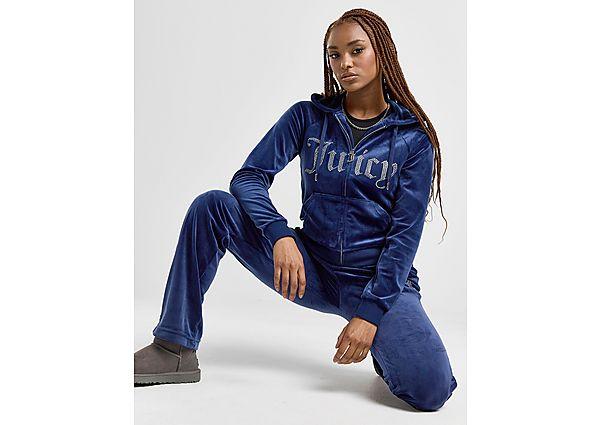 Juicy Couture Diamante Logo Velour Full Zip Hoodie in Blue Lyst UK