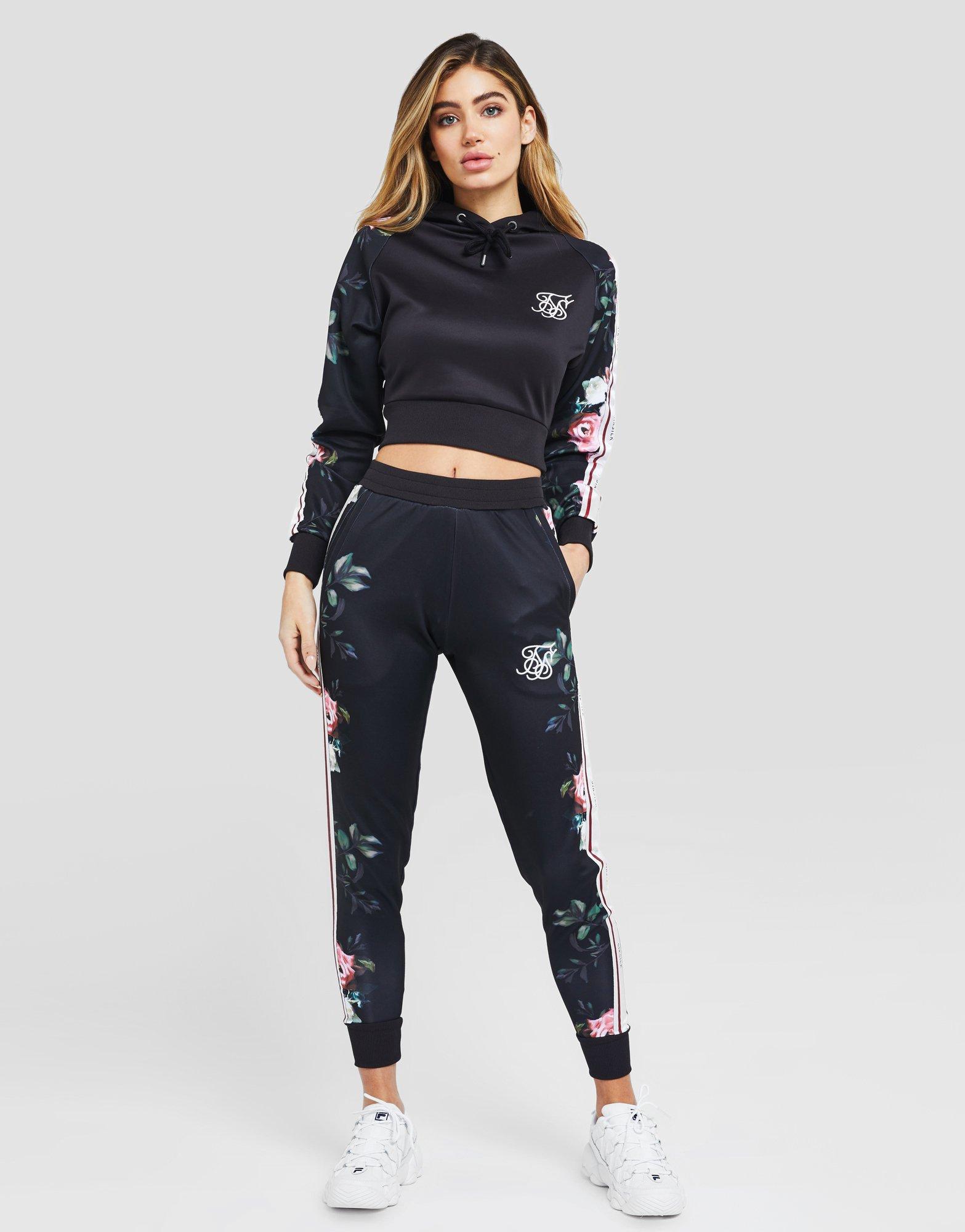 siksilk floral tape track pants