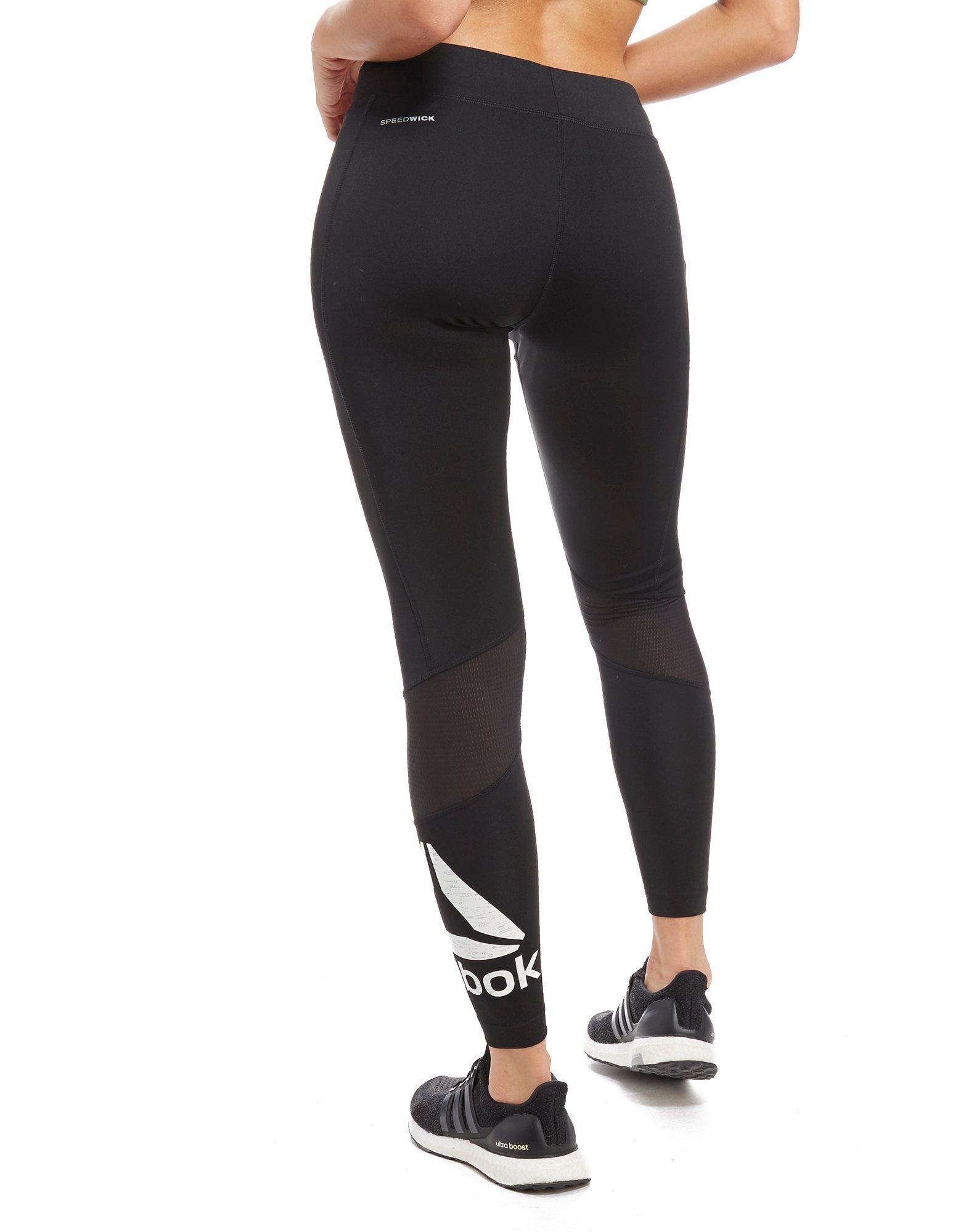 reebok training mesh insert leggings in black