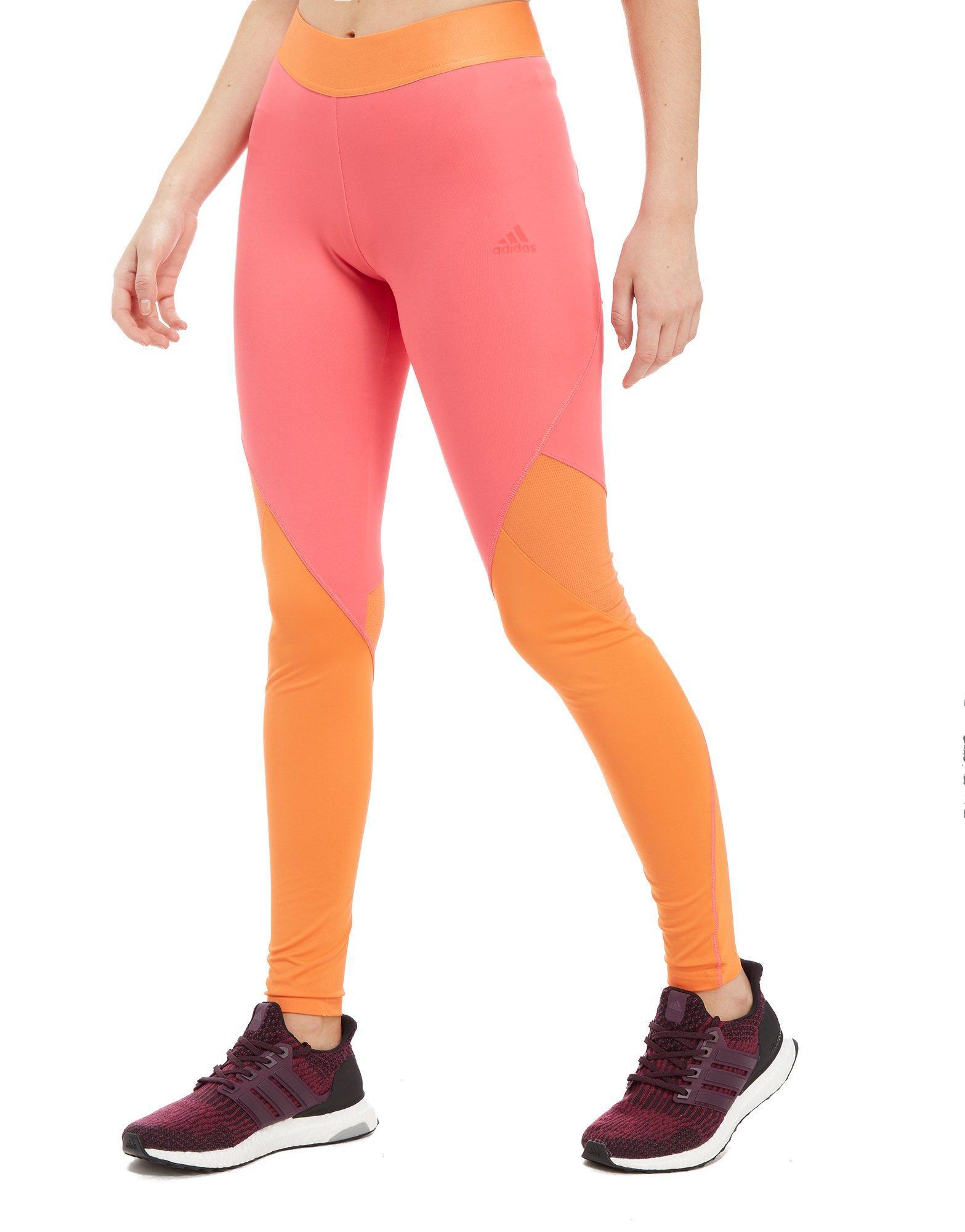adidas Synthetic Climacool Logo Long Tights in Orange/Pink (Pink) - Lyst