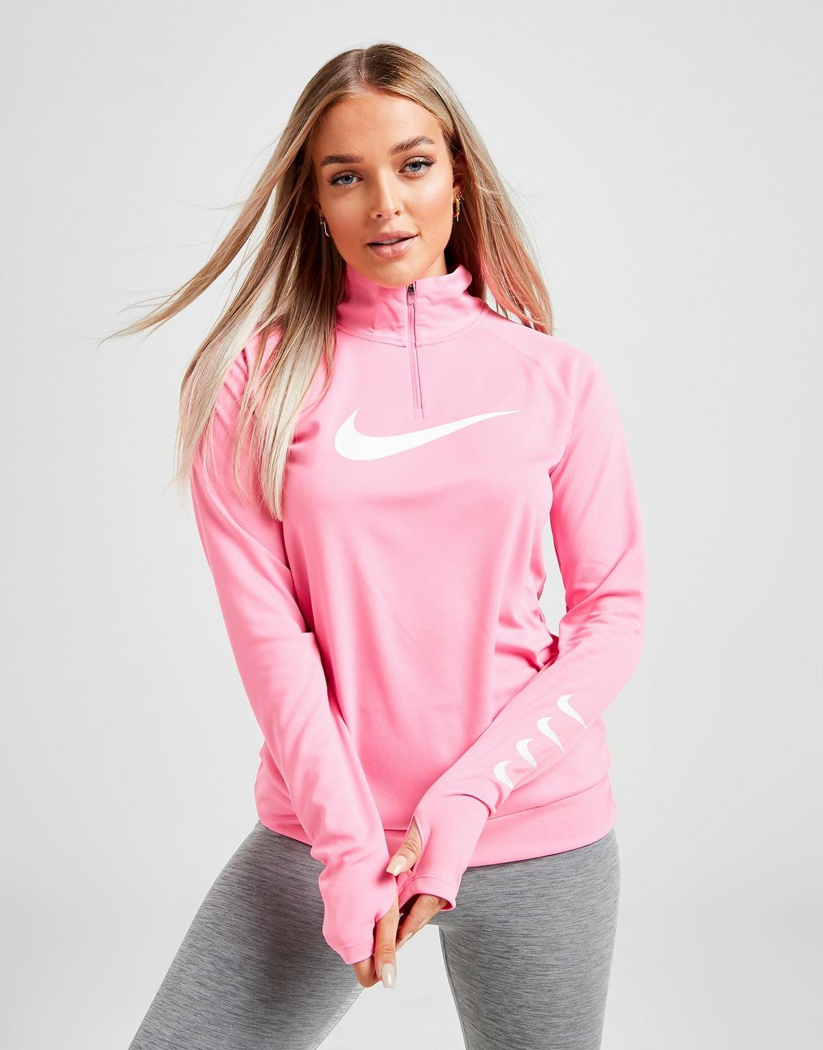 Nike Synthetic Running Repeat Swoosh 1/4 Zip Top in Pink - Lyst