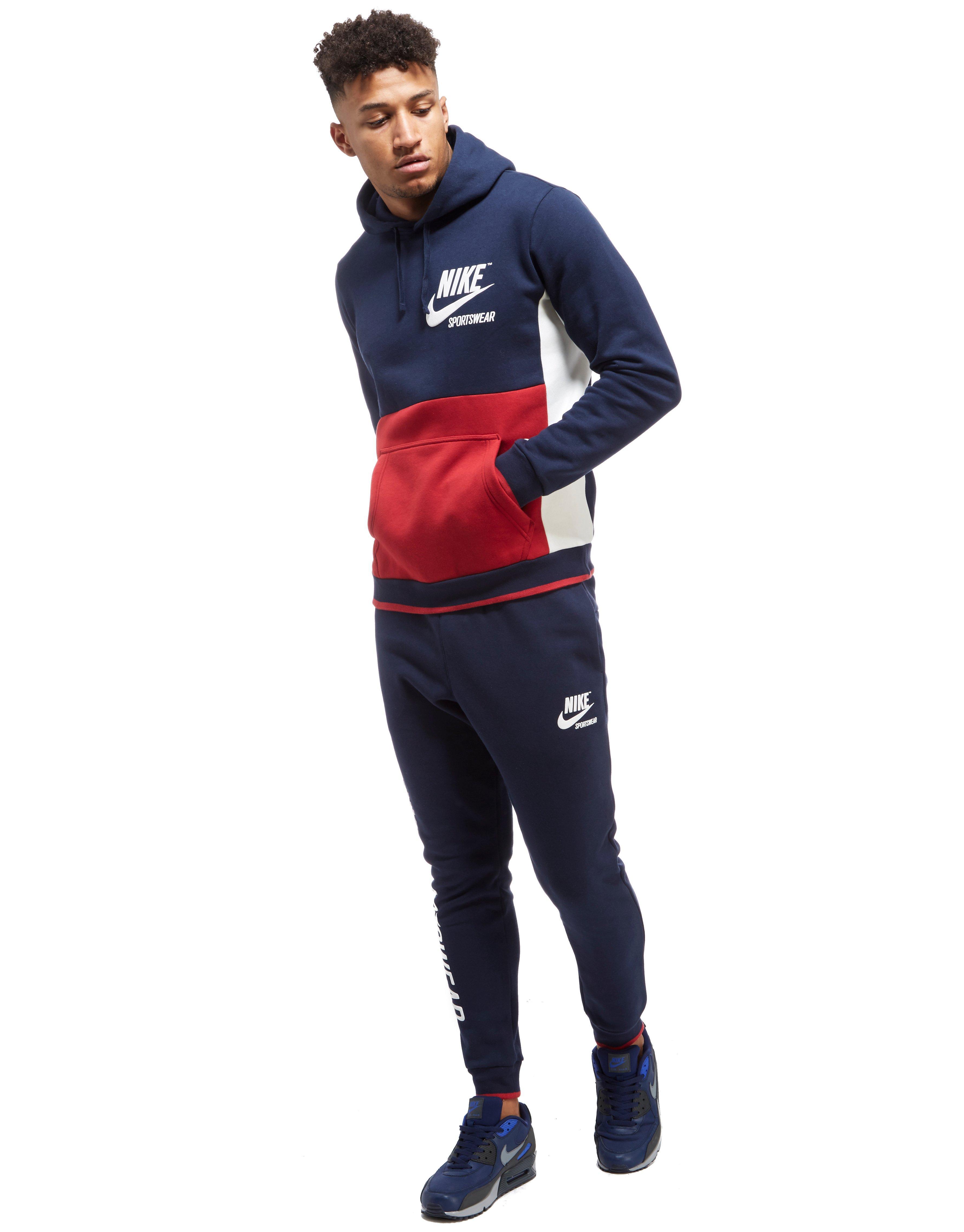 Nike Cotton Archive Overhead Hoody in Navy/Red (Blue) for Men - Lyst