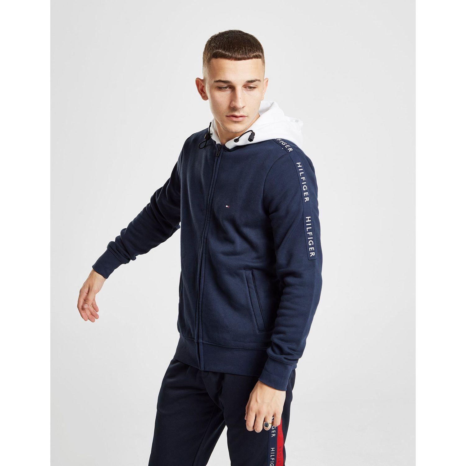 tommy hilfiger zip tape contrast hoodie