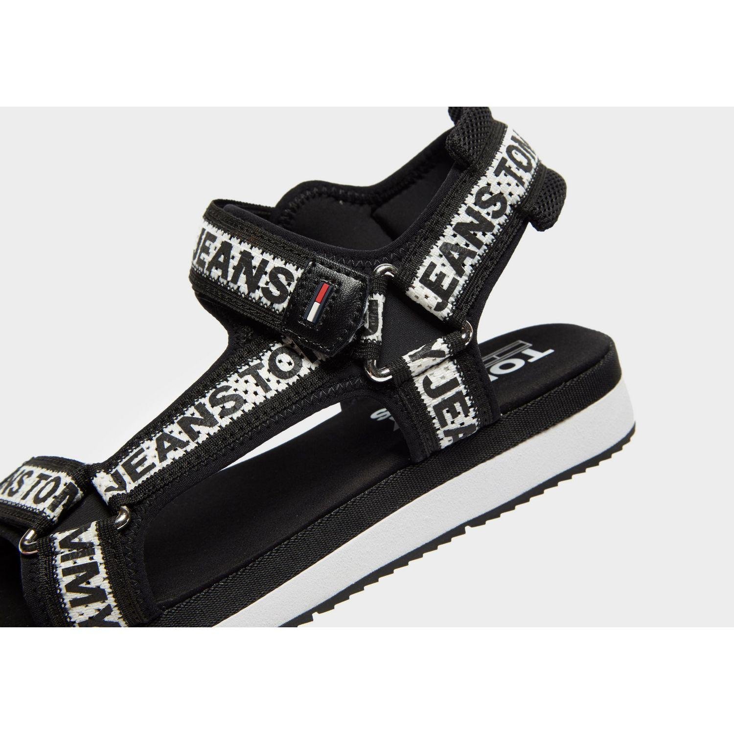 tommy hilfiger black mesh web sporty sandals