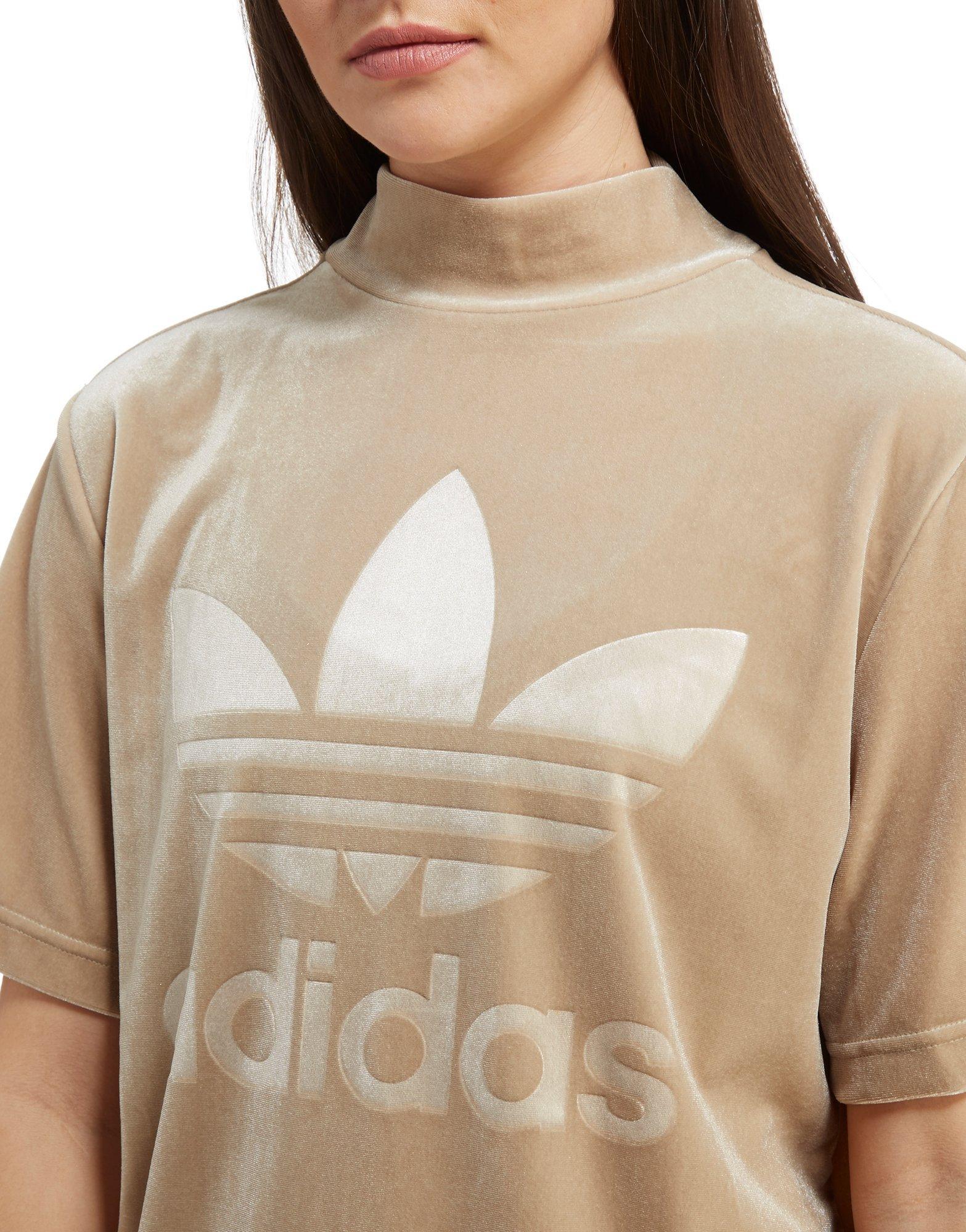 adidas Originals Velvet High Neck T-shirt in Brown - Lyst