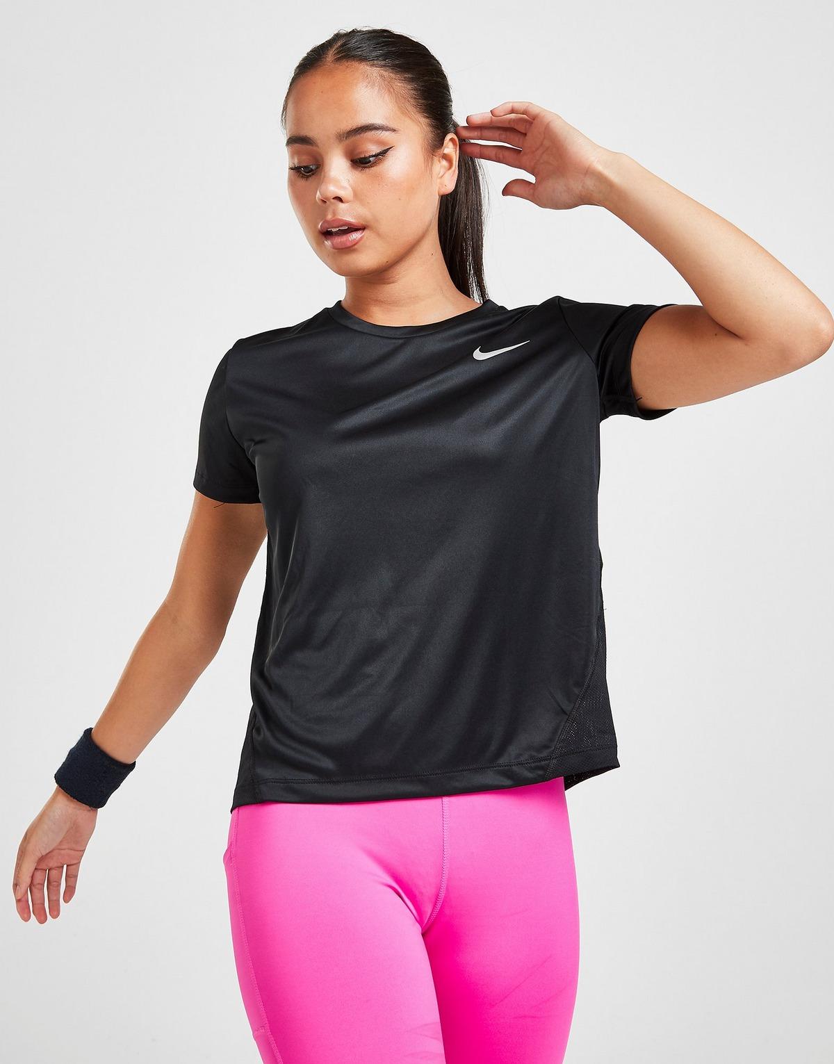 Nike Synthetic Running Miler Short Sleeve T-shirt in Black - Lyst