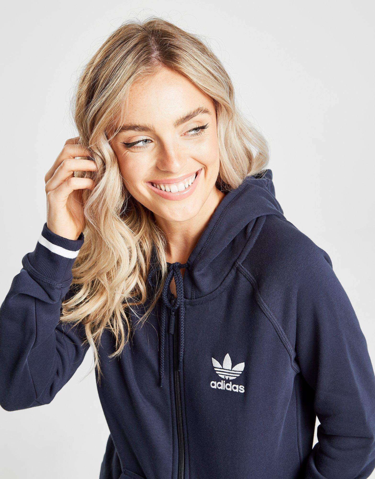 adidas originals trefoil stripe full zip hoodie