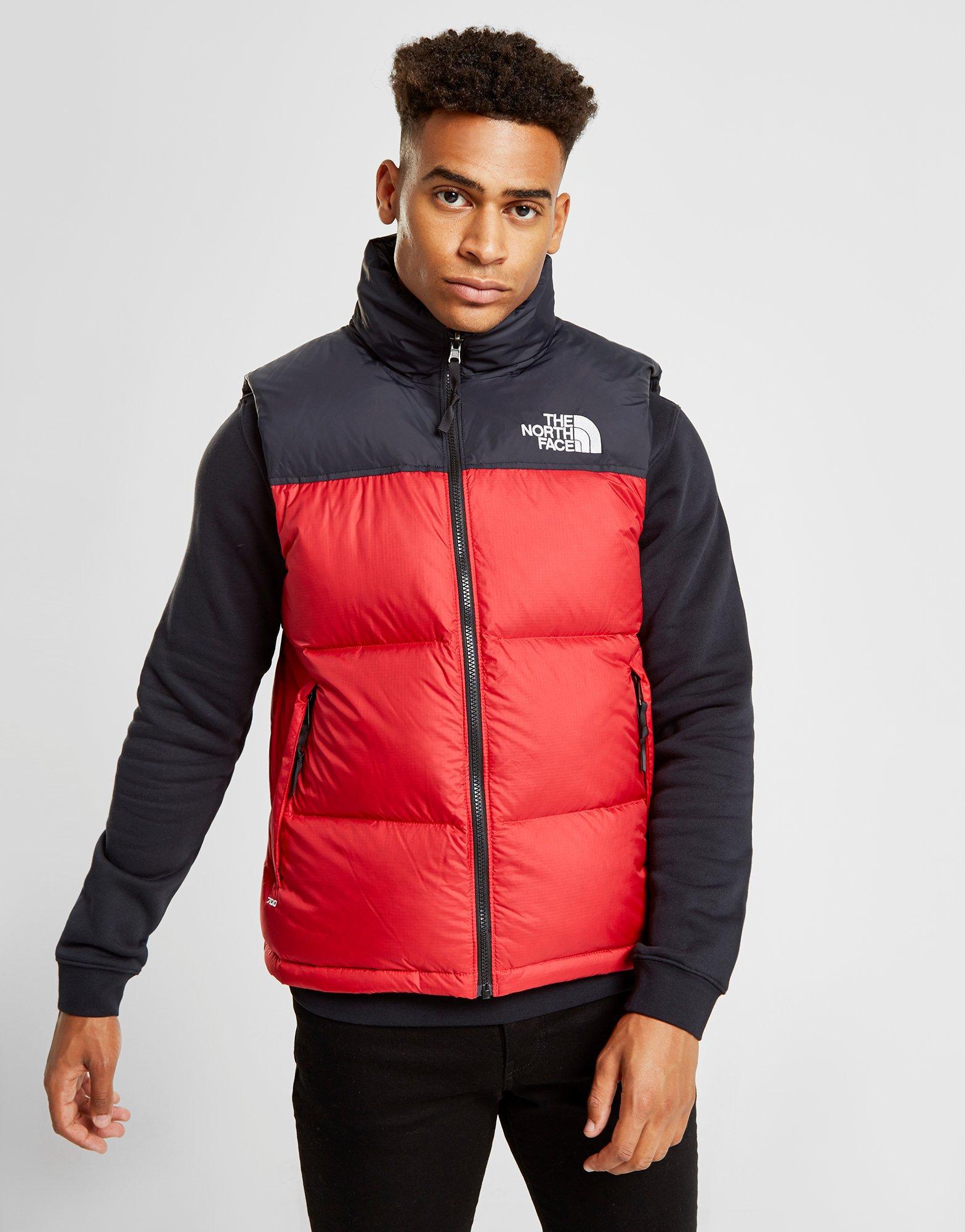 north face gilet red
