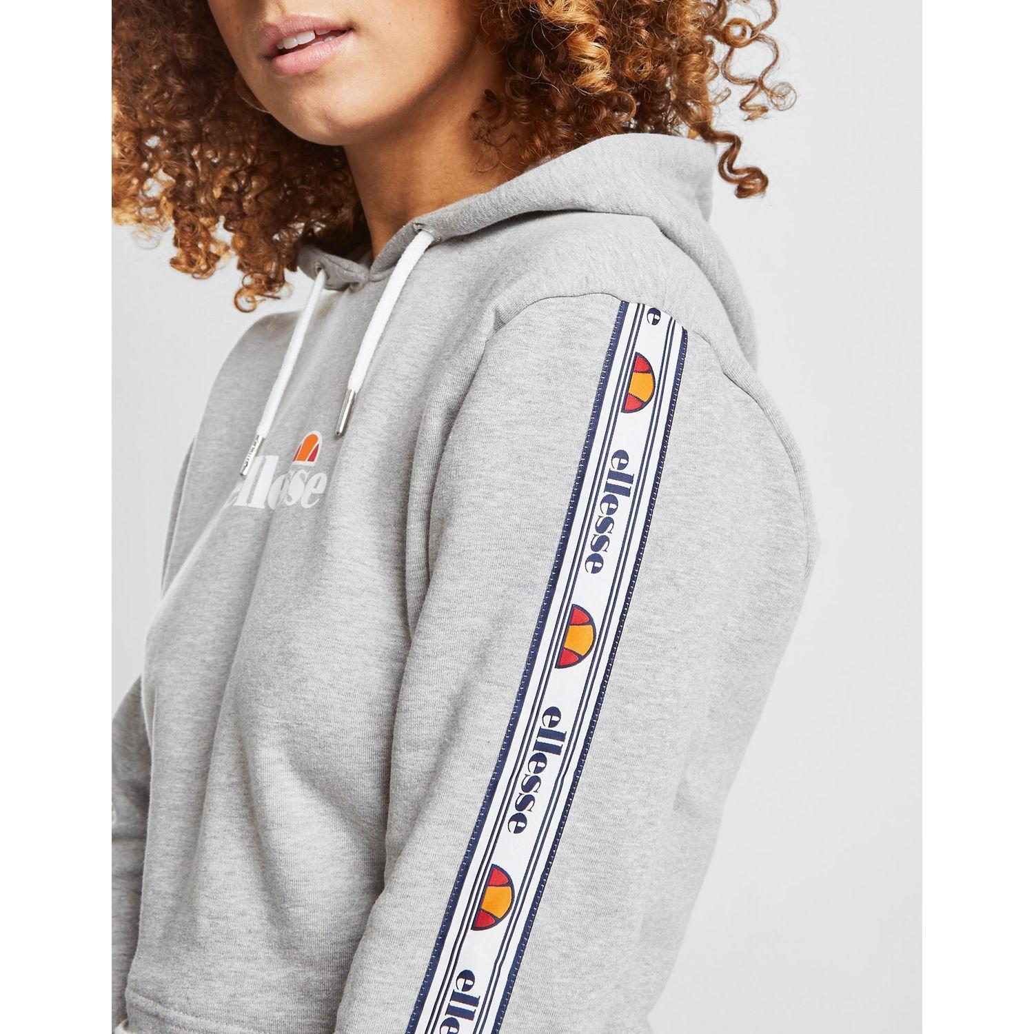 ellesse tape crop hoodie grey