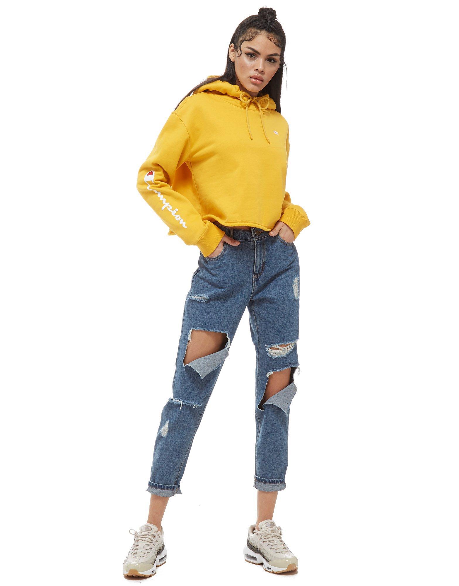 yellow champion cropped hoodie off 64 