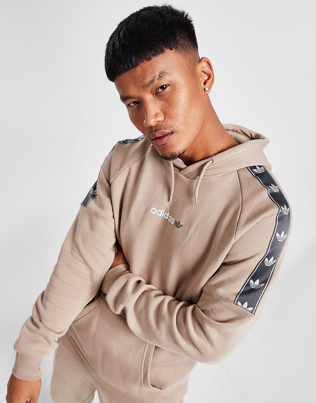 adidas Originals Tape Fleece Hoodie in Natural for Men | Lyst UK