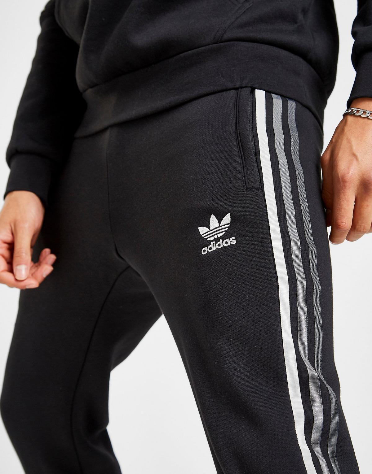 adidas Originals Tri-tone 3-stripes Fleece Joggers in Black/White/Grey  (Black) for Men - Lyst