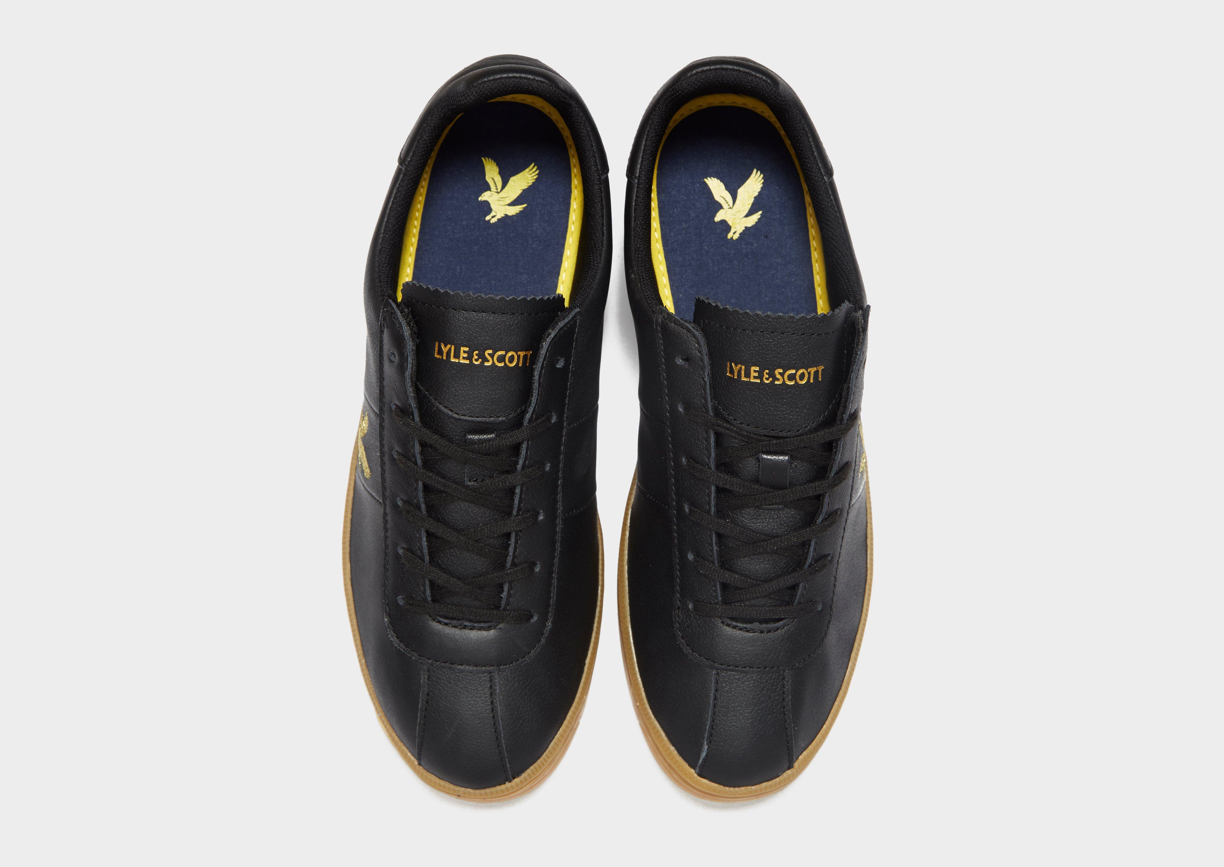 lyle and scott black leather trainers