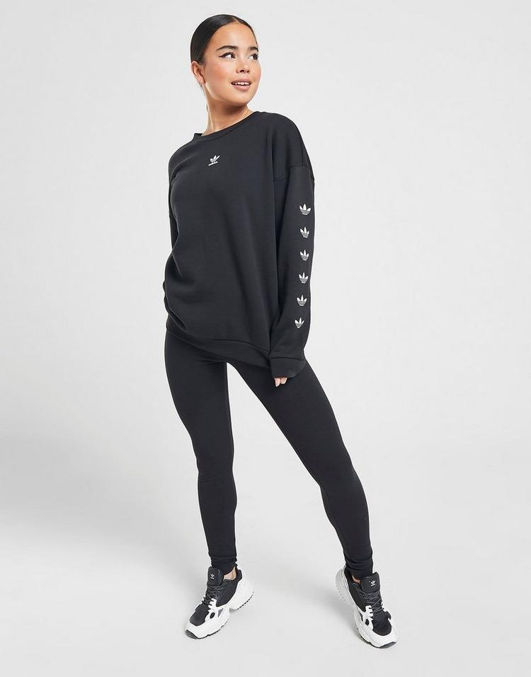 adidas Originals Cotton Repeat Trefoil Crew Sweatshirt in Black/White  (Black) - Lyst