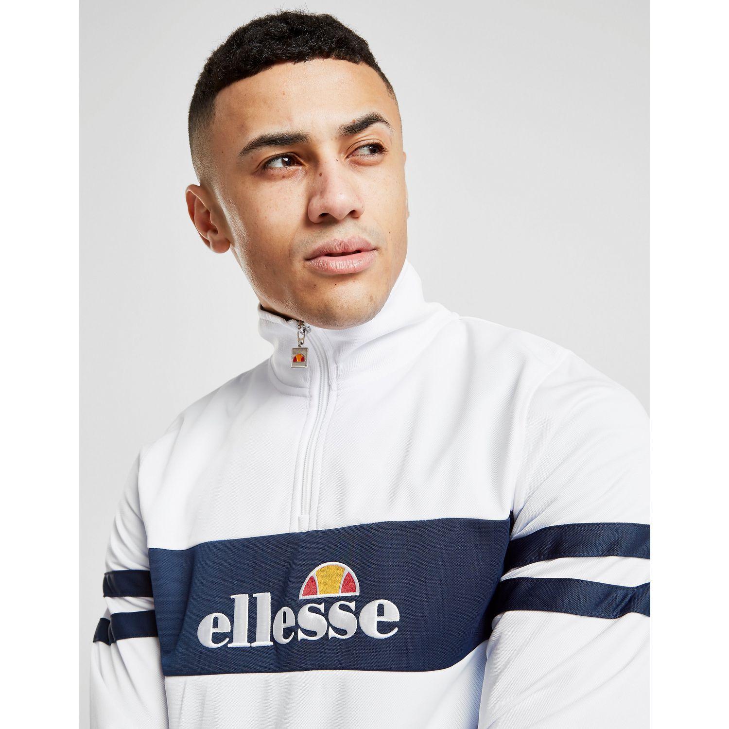 Spezia 1/4 Zip Track Top in White/Navy 