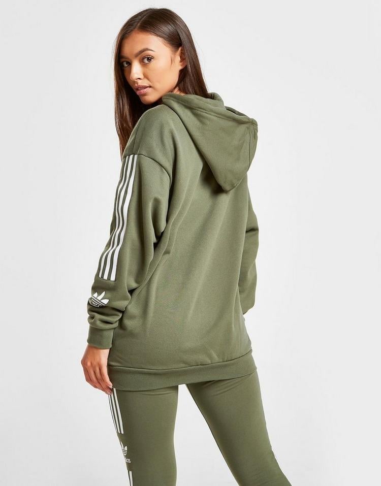 adidas Originals Cotton 3-stripes Lock Up Boyfriend Hoodie in Green/White  (Green) - Lyst