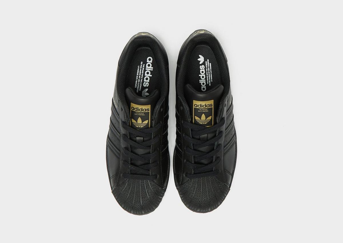 Adidas Originals Leather Superstar In Black Gold Black Save 25 Lyst