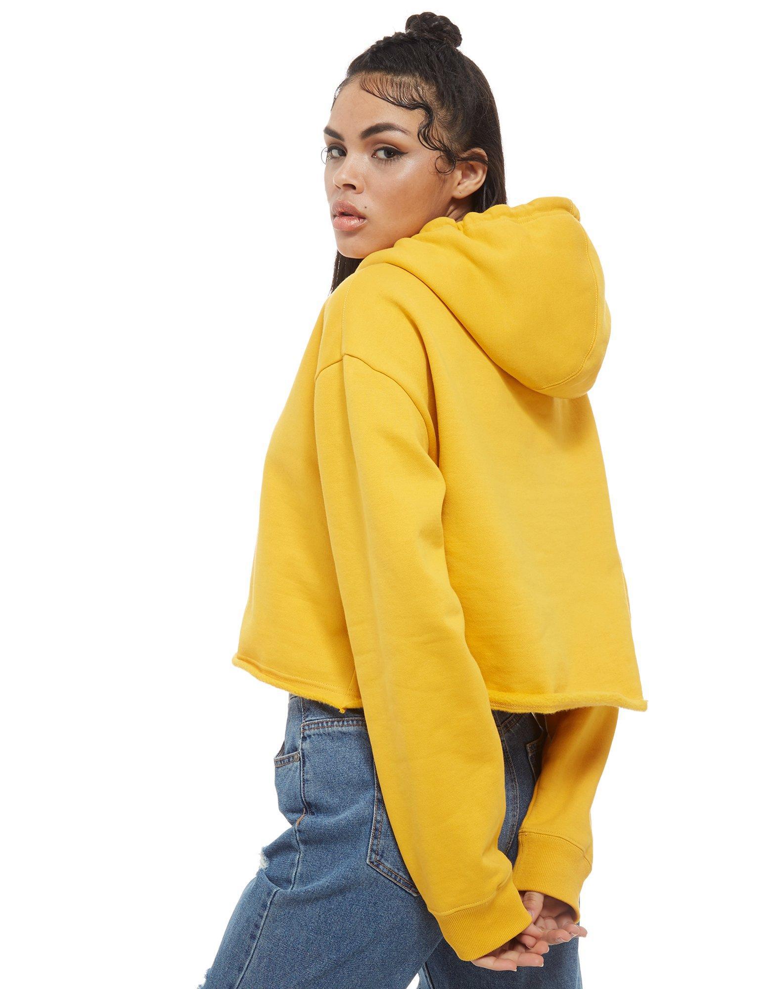 yellow cropped champion hoodie