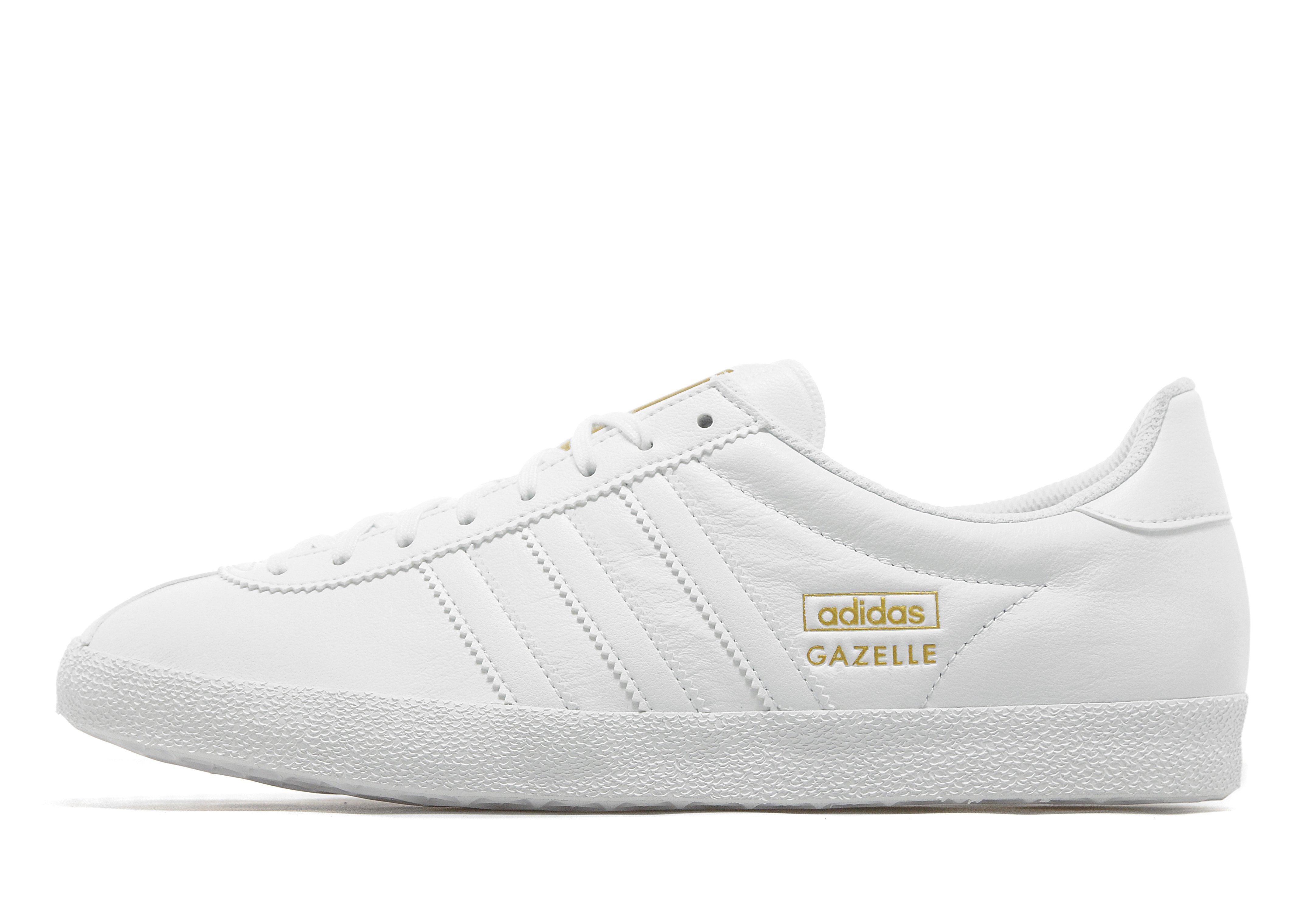 white leather gazelle trainers