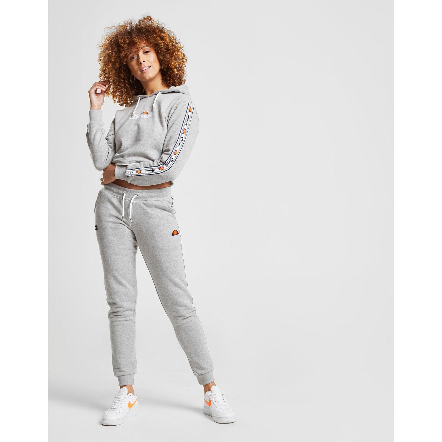 ellesse tape crop hoodie grey