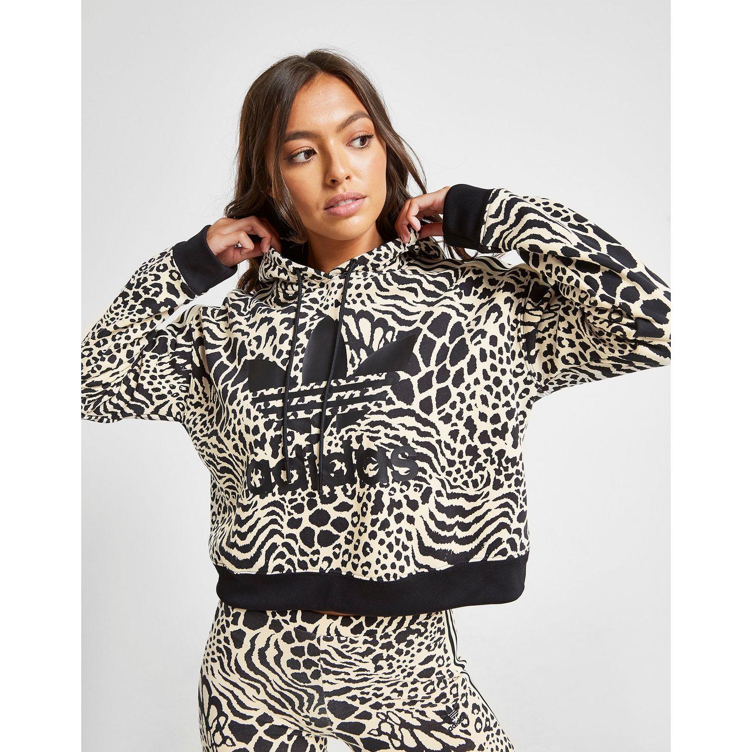 Print Leopard Overhead Hoodie in Black 