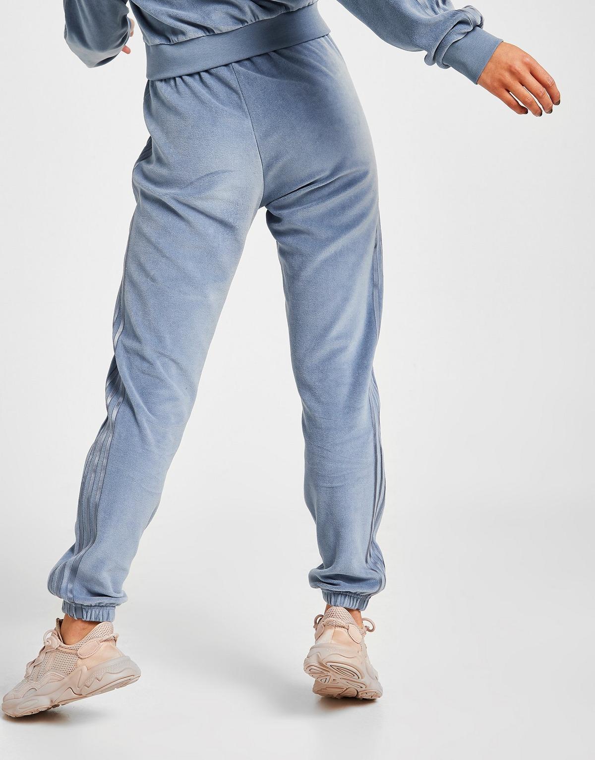 adidas Originals Cotton 3-stripes Velour Slim Joggers in Blue - Lyst