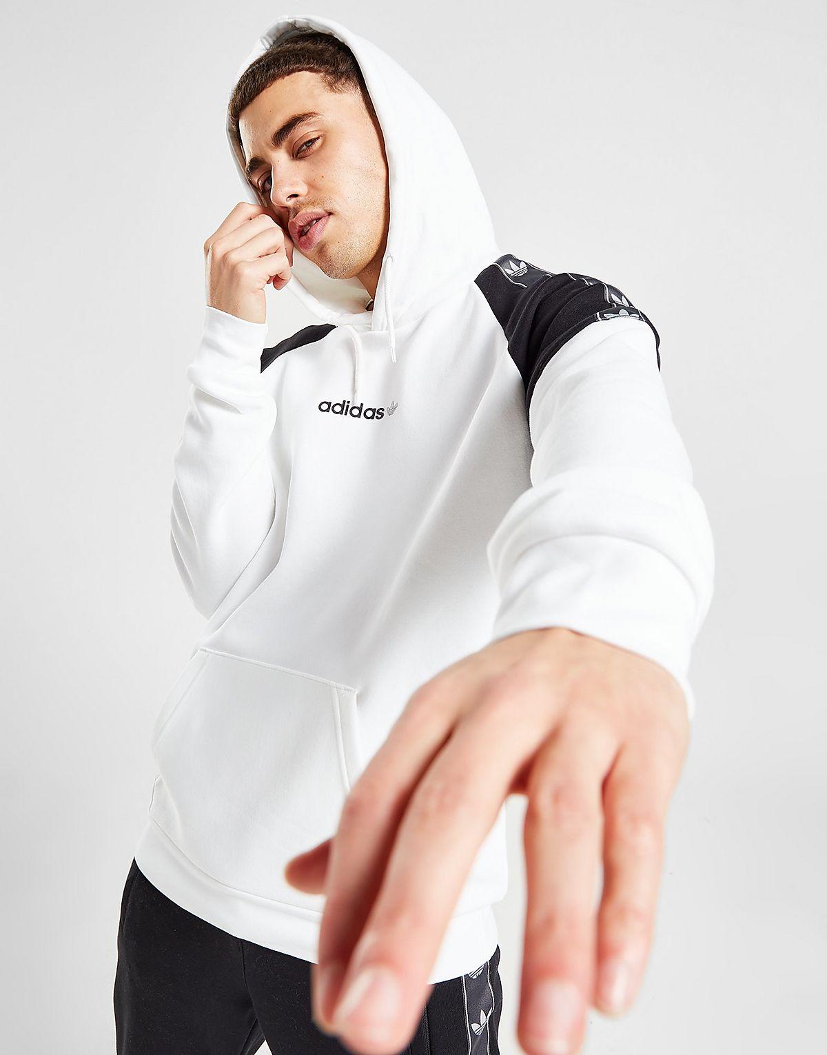 adidas Originals Tape Fleece Hoodie in White for Men | Lyst UK
