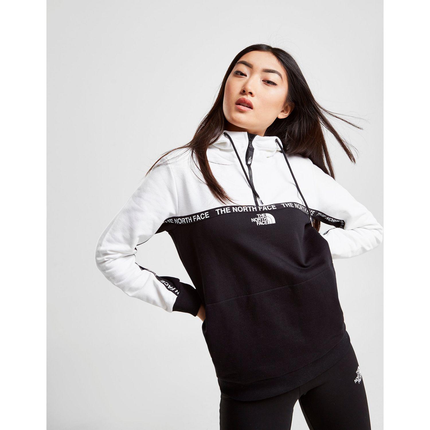 The North Face Cotton Tape 1/4 Zip Hoodie in Black/White (Black) - Lyst