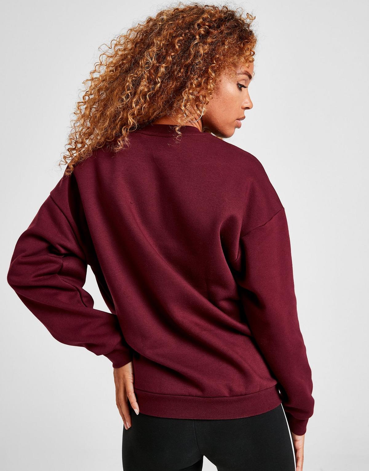 adidas Originals Linear Fleece Crew Sweatshirt in Maroon (Red) - Lyst