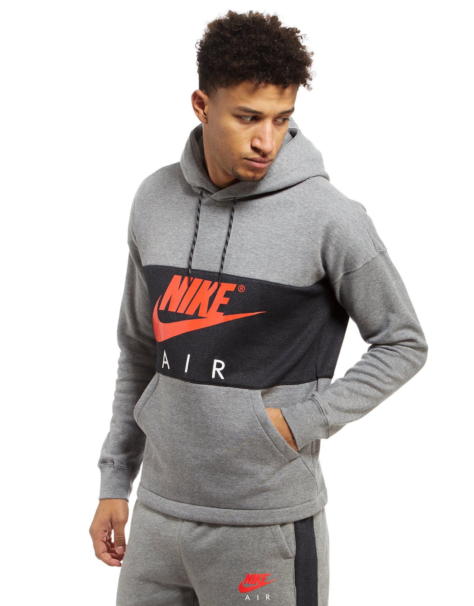 grey nike hoodie red logo