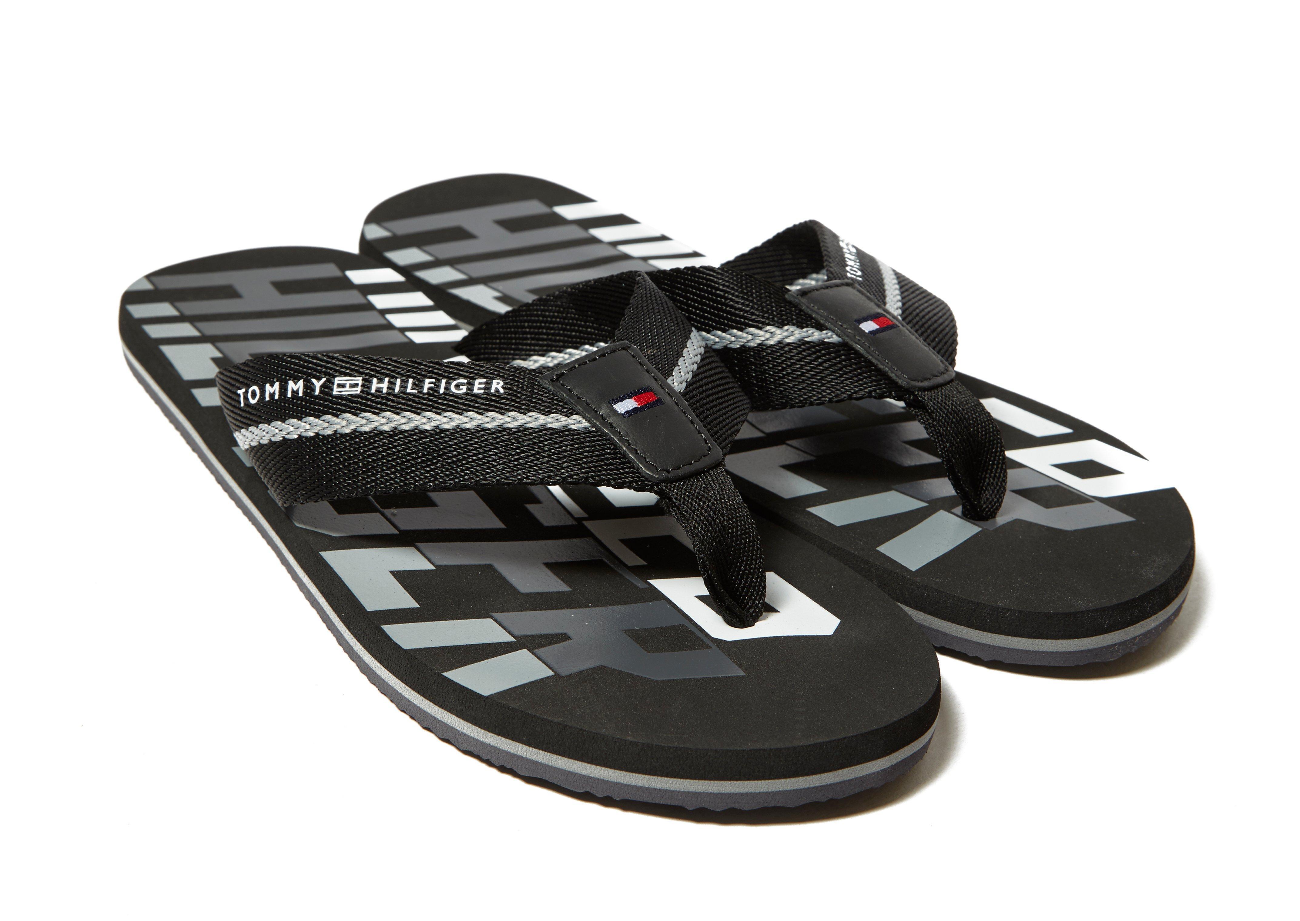 tommy hilfiger black flip flops