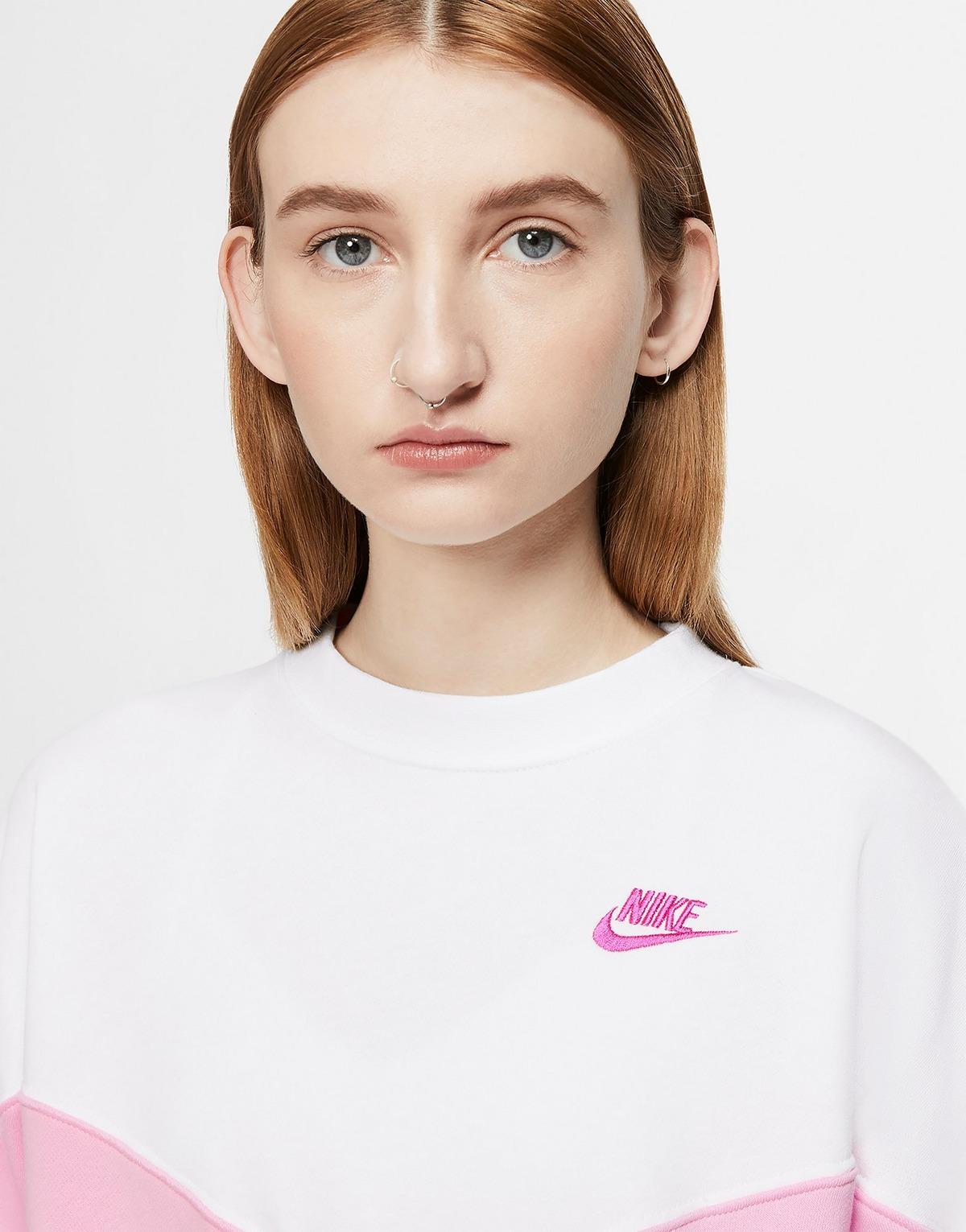 nike heritage colour block crop crew sweatshirt