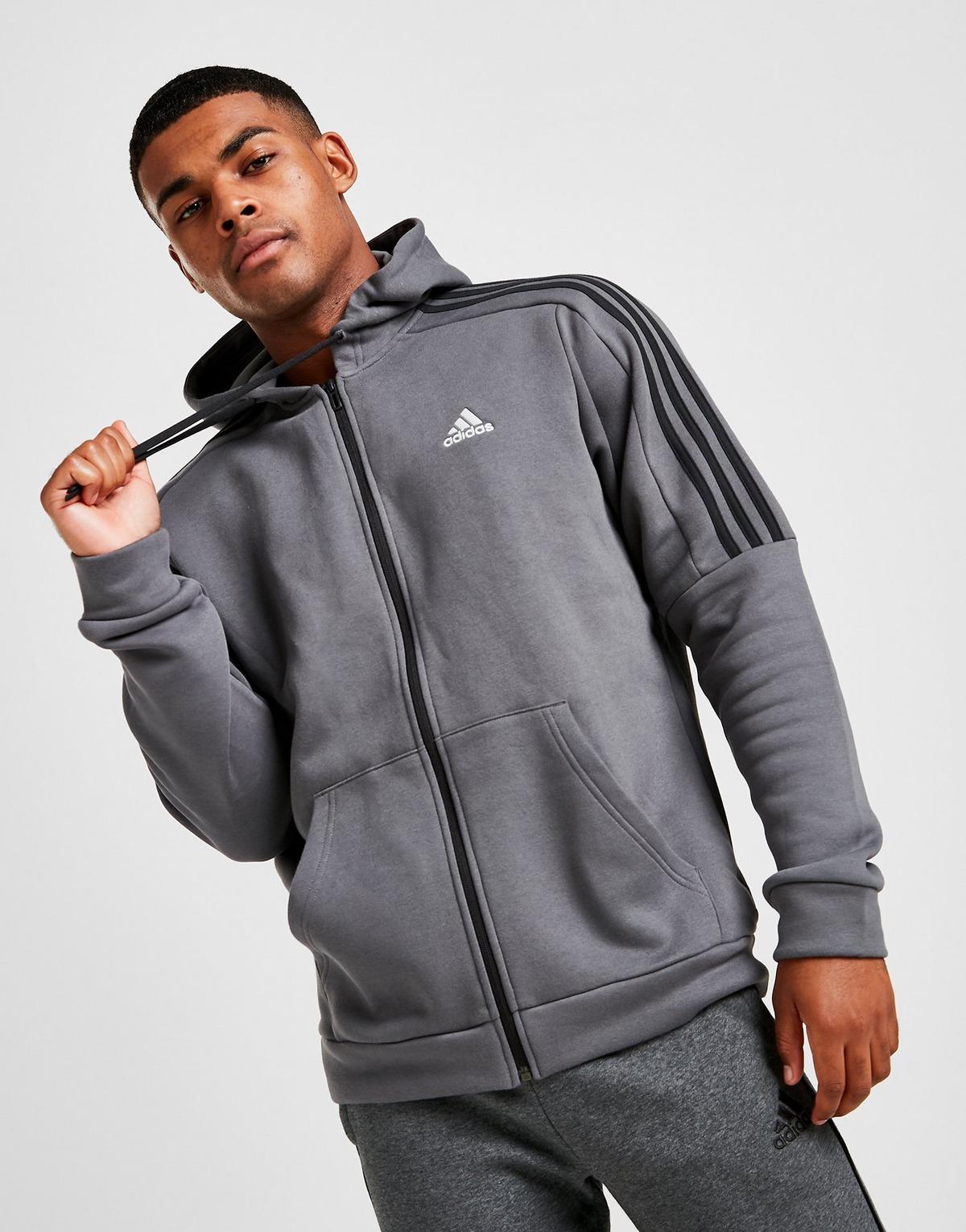 adidas Cotton Energize Full Zip Hoodie in Grey/Black (Gray) for Men - Lyst